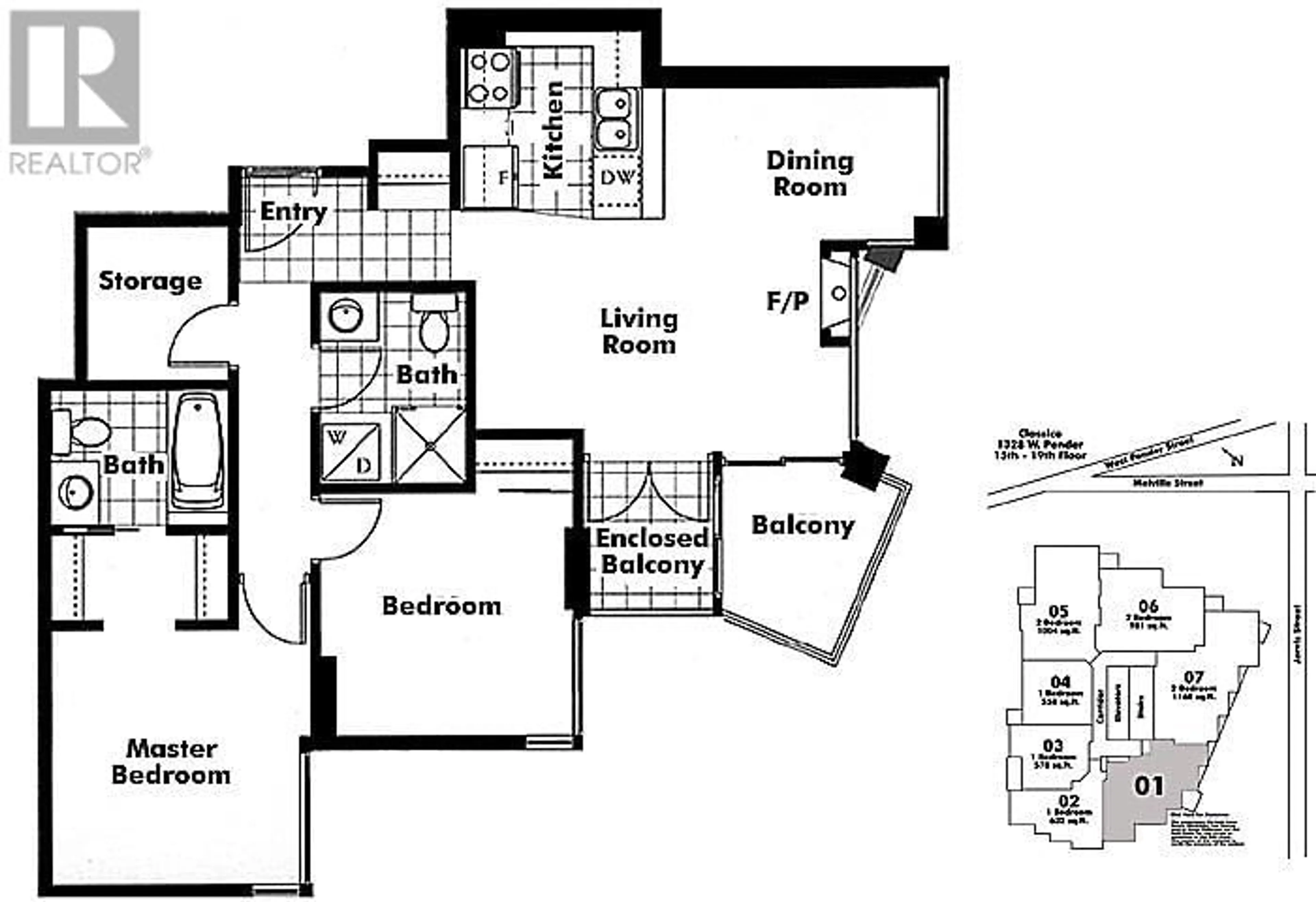 Floor plan for 2201 1328 W PENDER STREET, Vancouver British Columbia V6E4T1