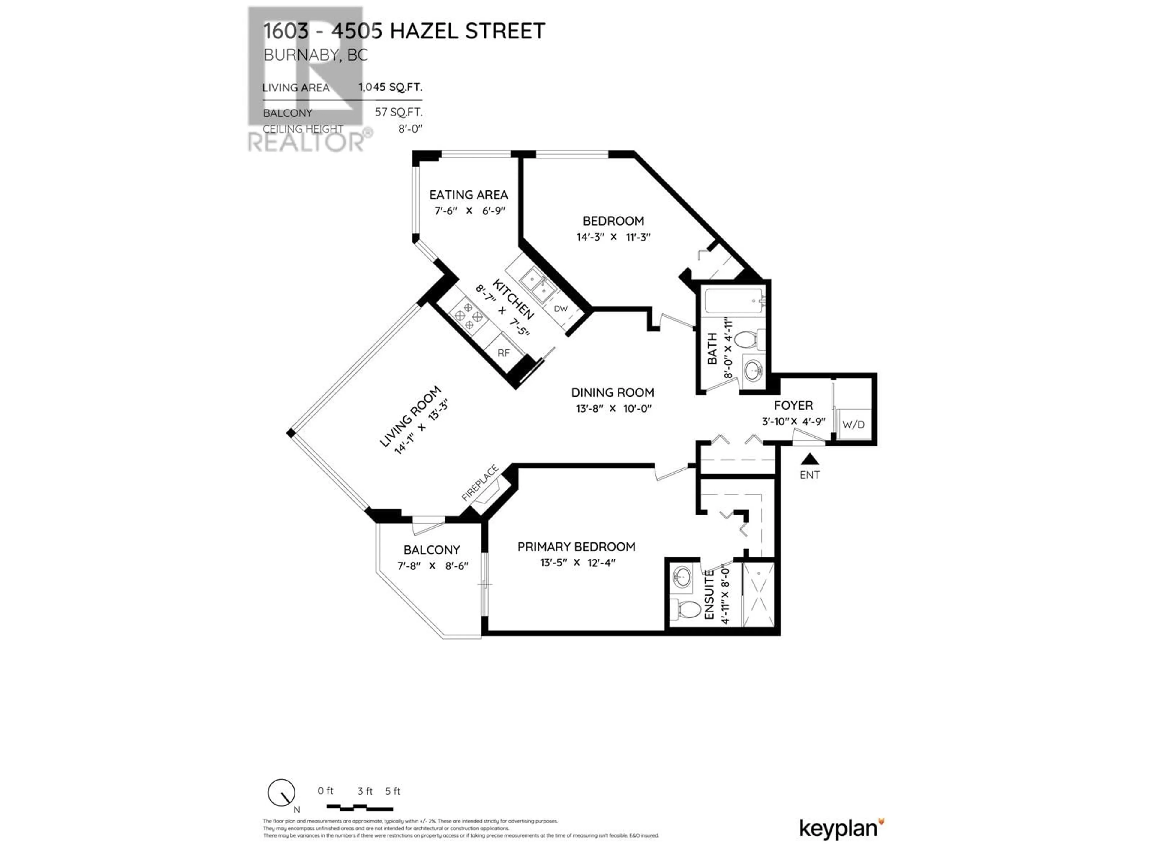 Floor plan for 1603 4505 HAZEL STREET, Burnaby British Columbia V5H4T1