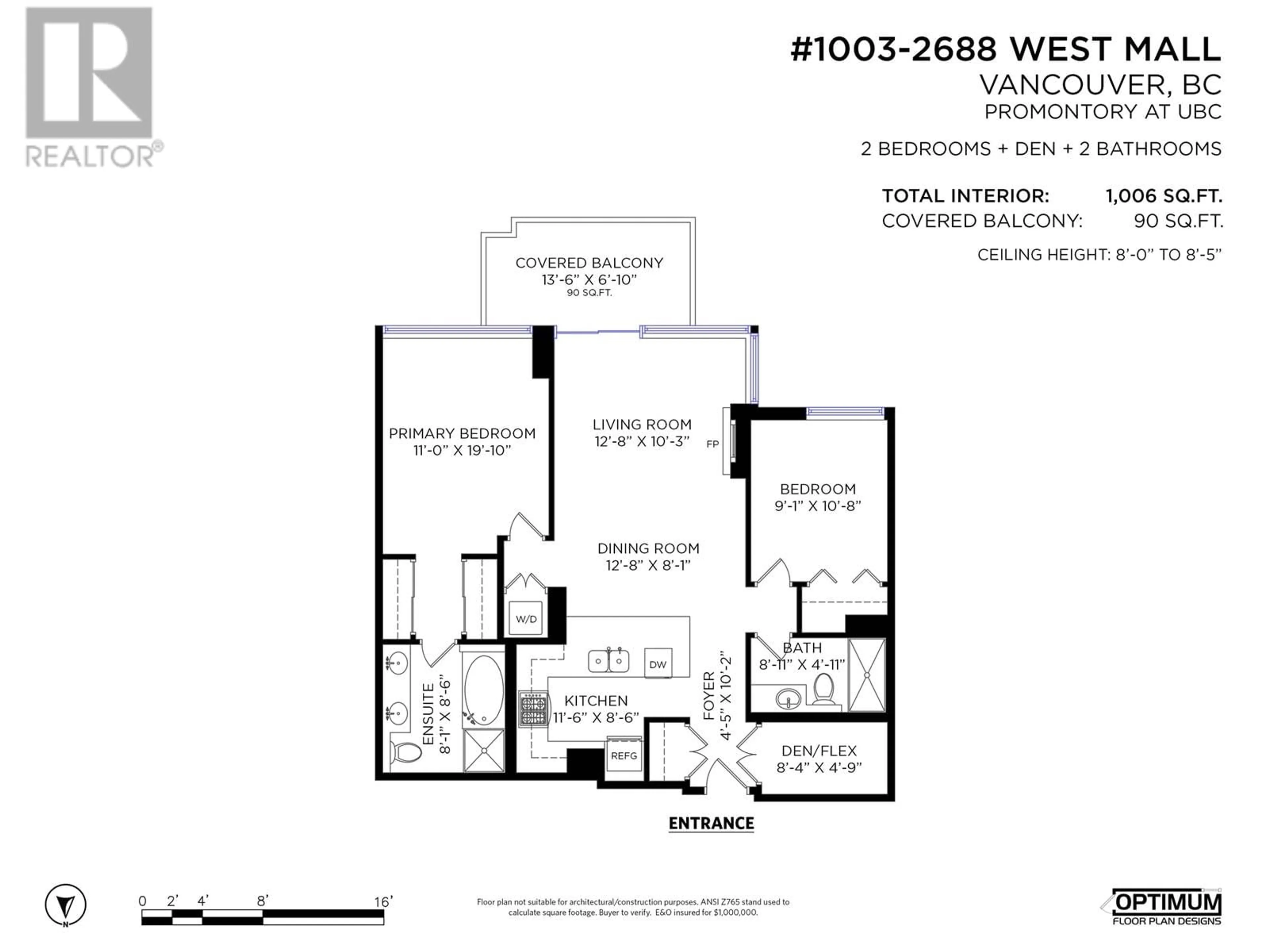 Floor plan for 1003 2688 WEST MALL ROAD, Vancouver British Columbia V6T2J8