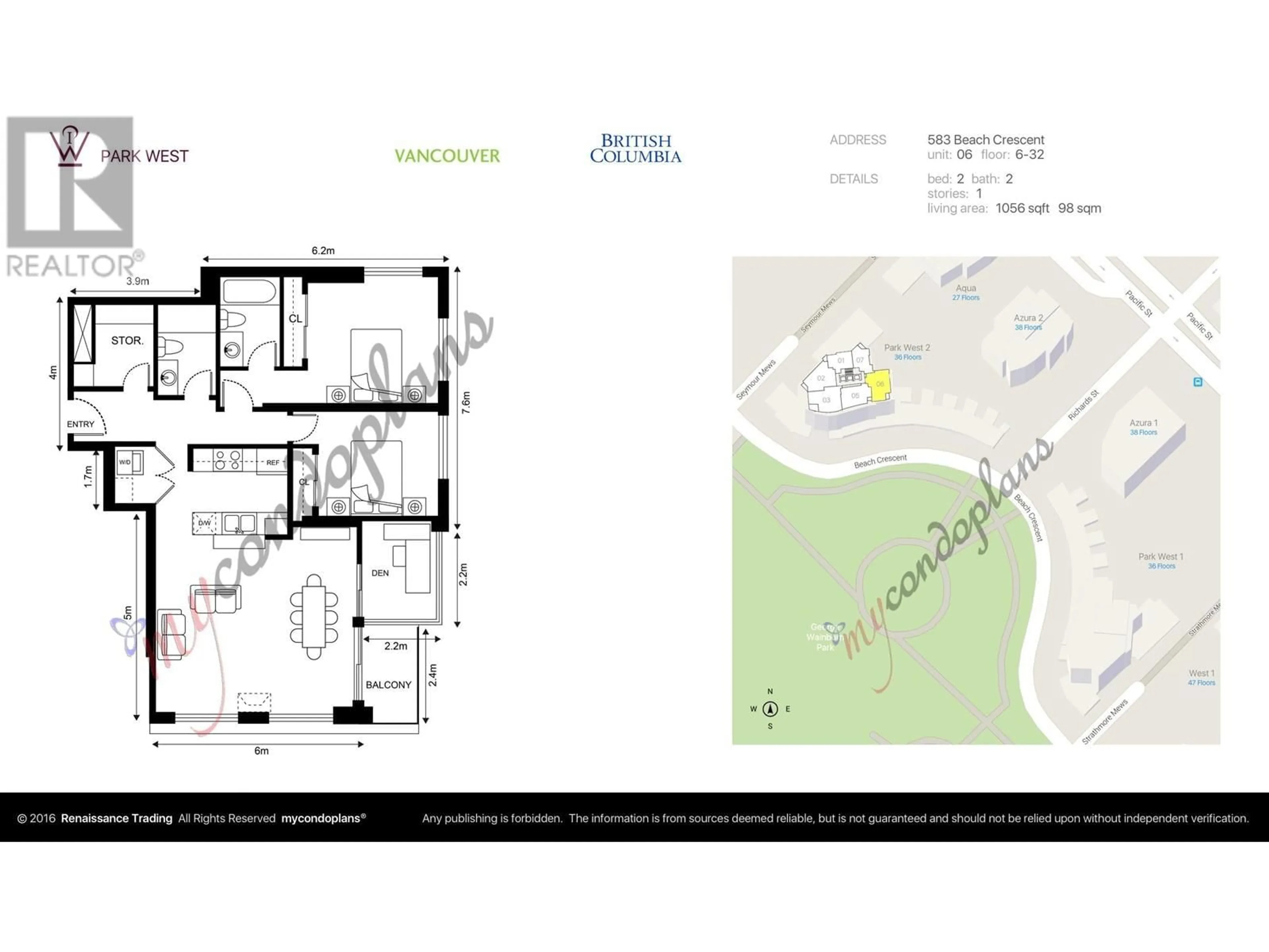 Floor plan for 3006 - 583 BEACH CRESCENT, Vancouver British Columbia V6Z3E6