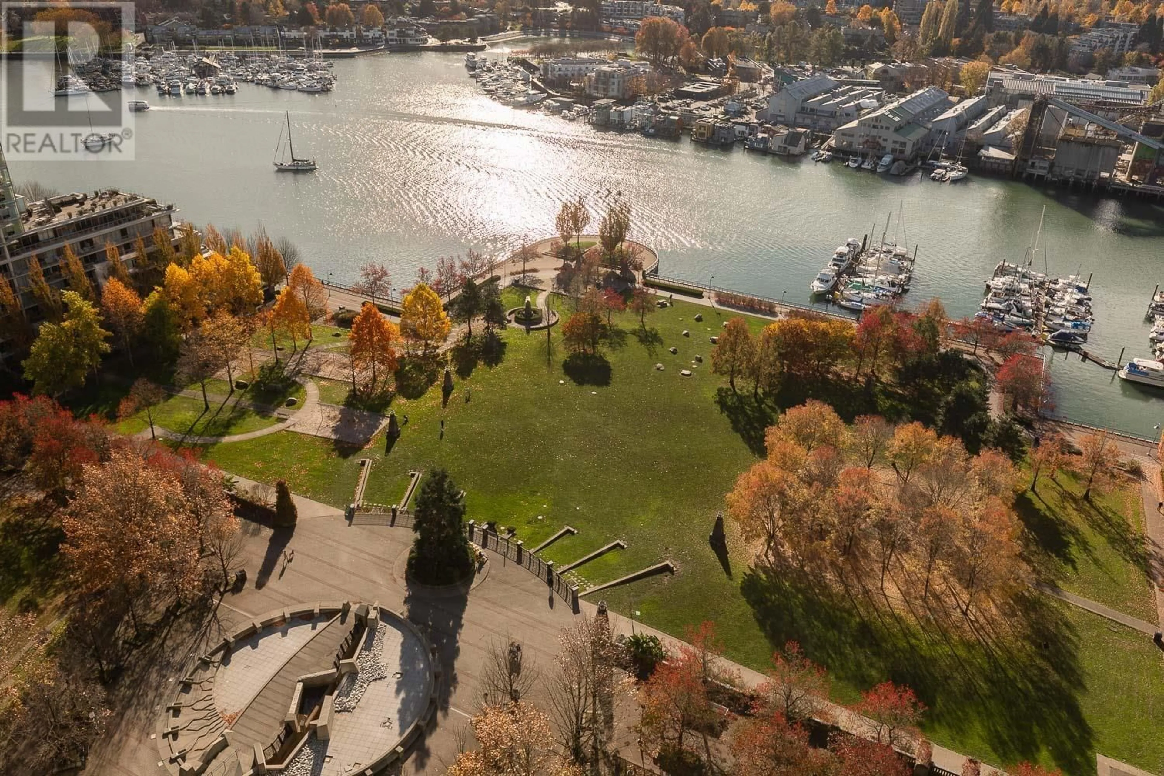 A pic from outside/outdoor area/front of a property/back of a property/a pic from drone, water/lake/river/ocean view for 3006 - 583 BEACH CRESCENT, Vancouver British Columbia V6Z3E6