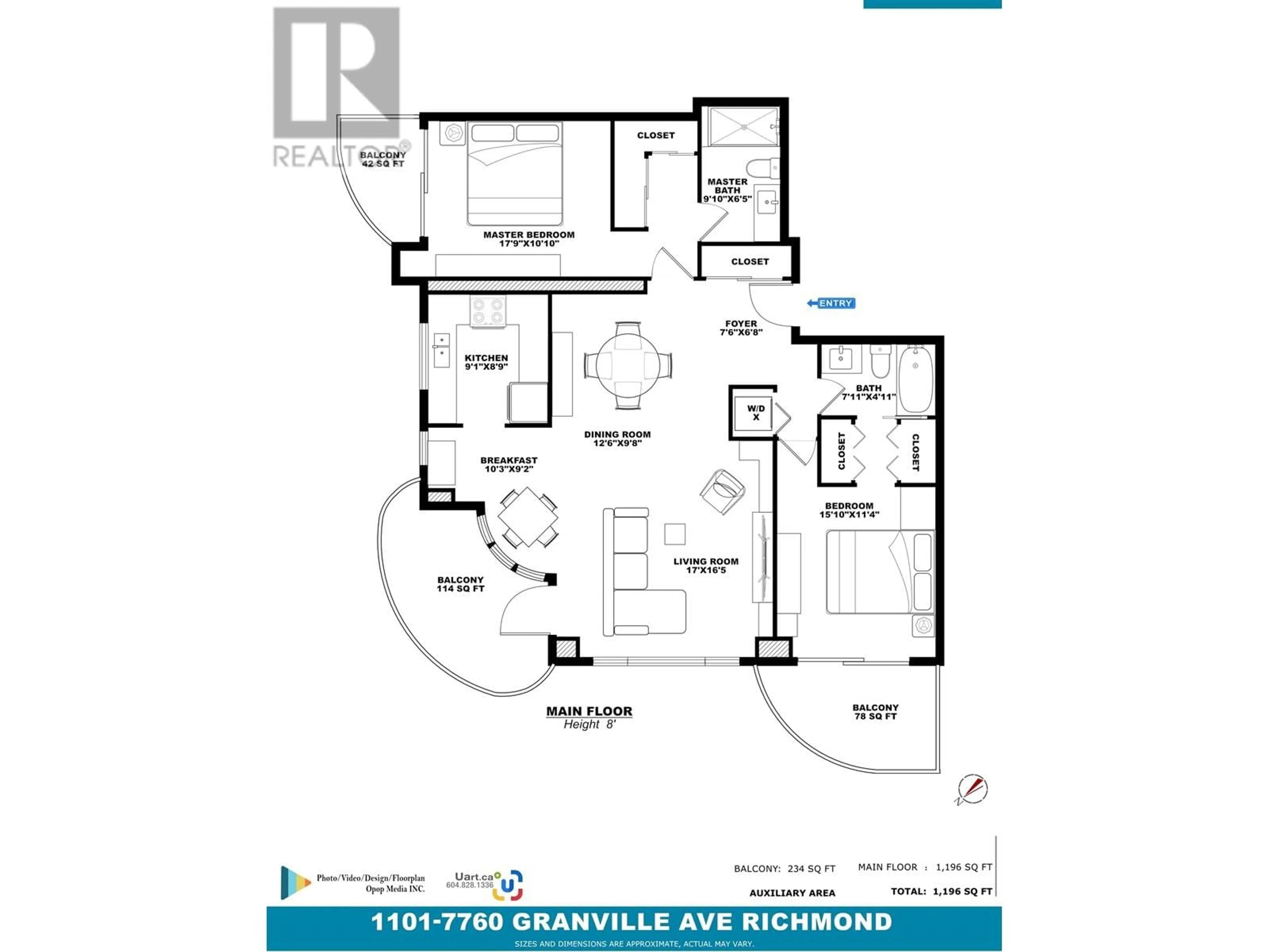 Floor plan for 1101 7760 GRANVILLE AVENUE, Richmond British Columbia V6Y4C2