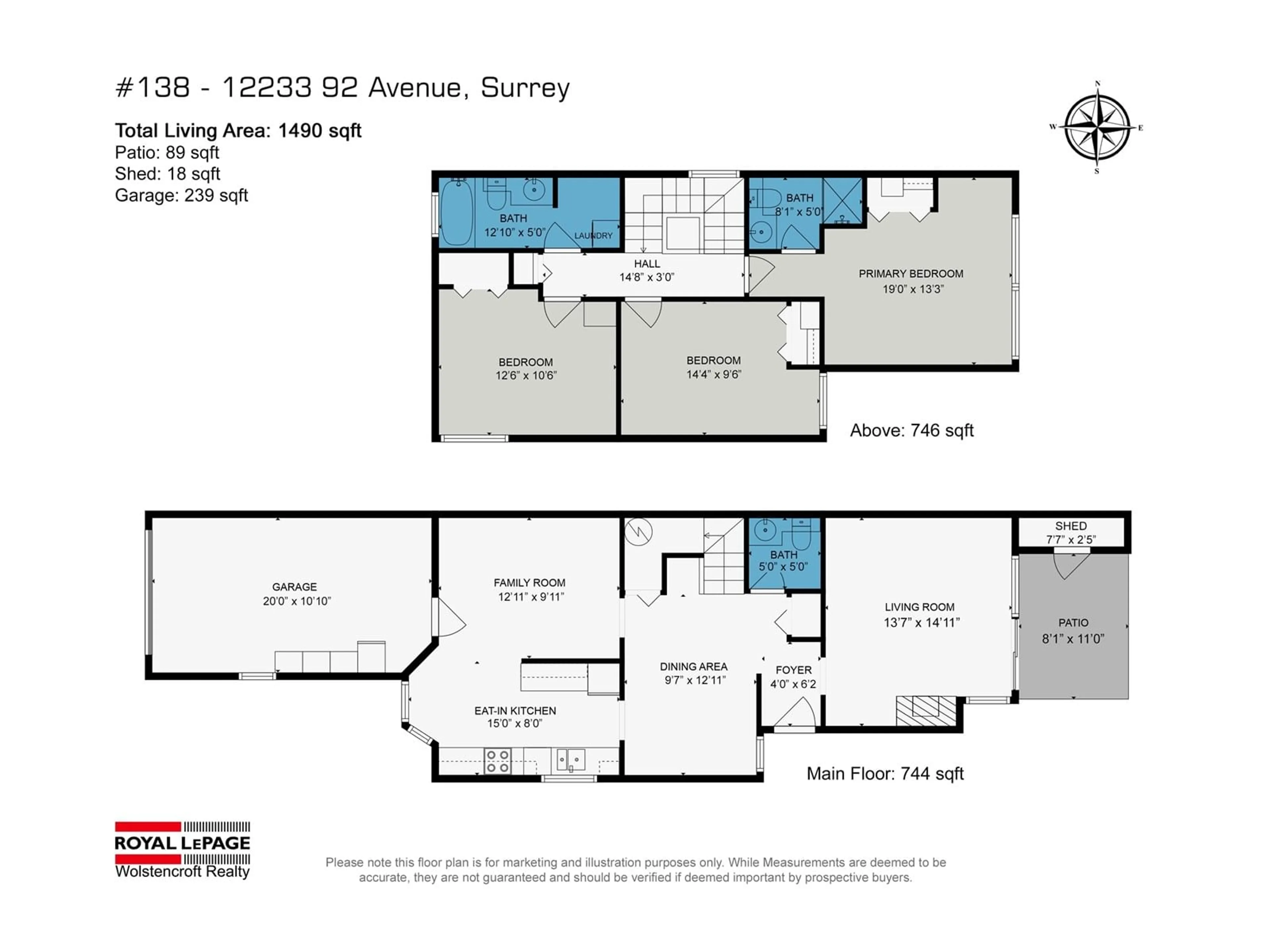 Floor plan for 138 12233 92 AVENUE, Surrey British Columbia V3V7S2