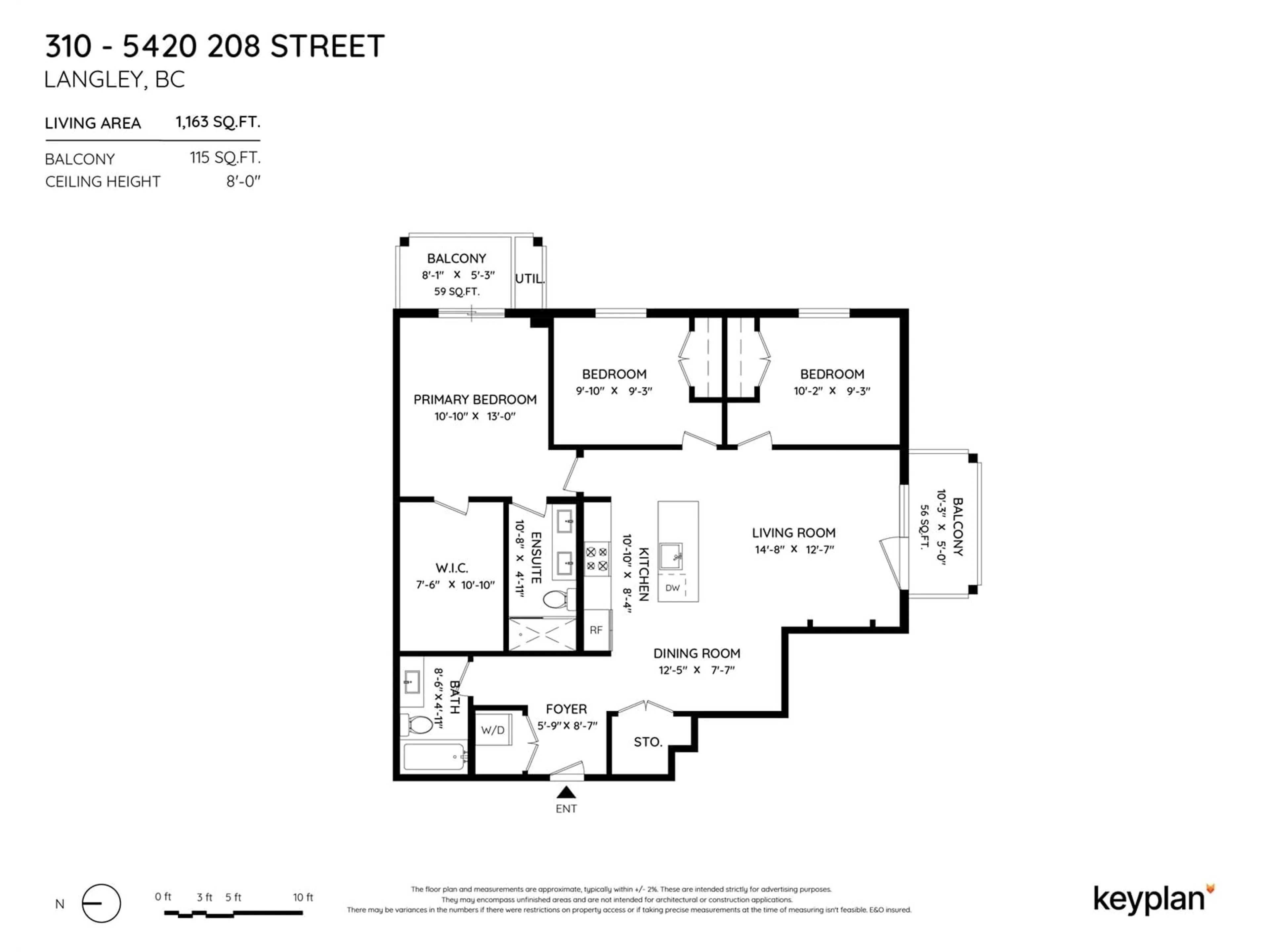 Floor plan for 310 5420 208 STREET, Langley British Columbia V3A0P8