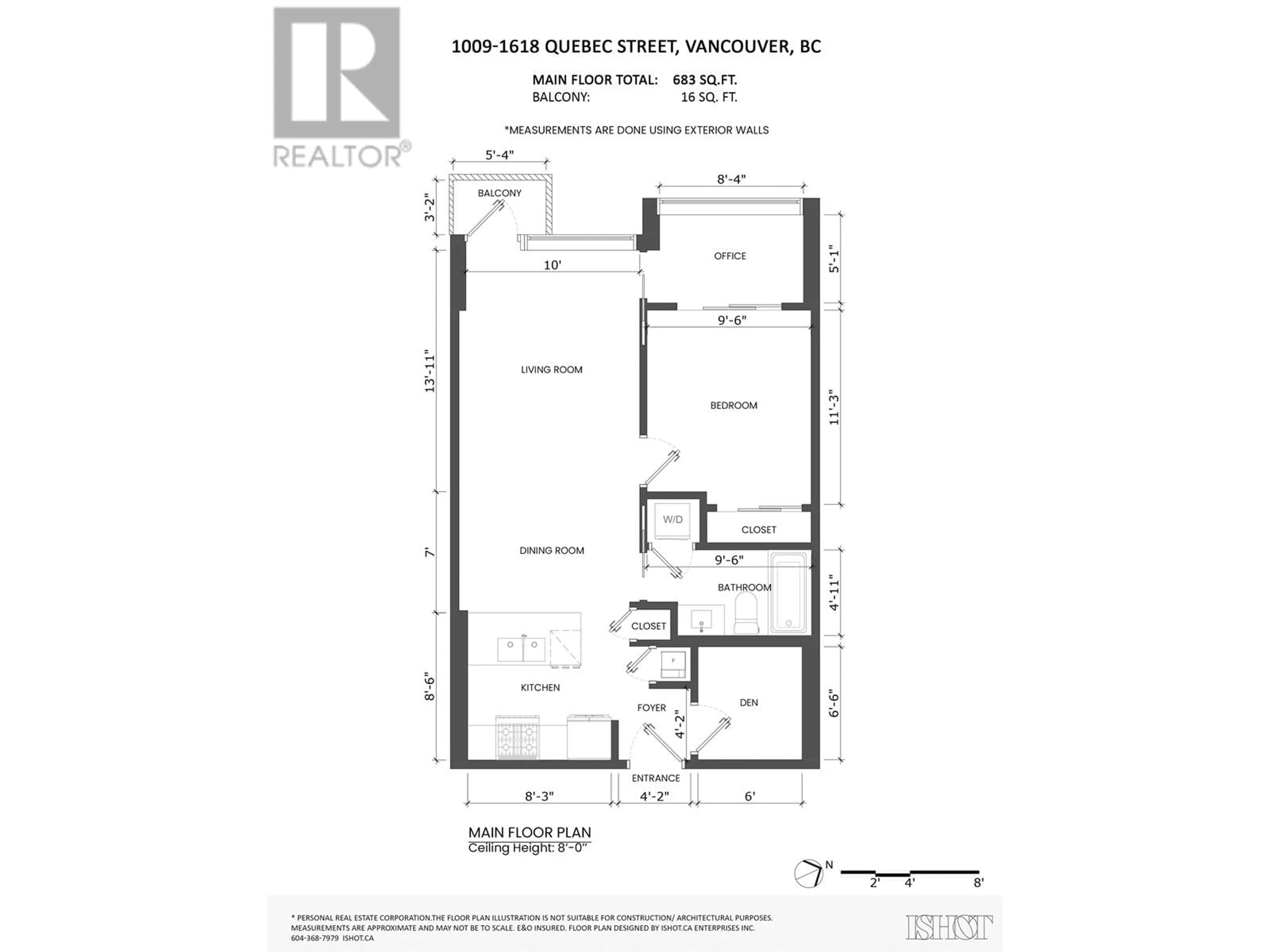 Floor plan for 1009 1618 QUEBEC STREET, Vancouver British Columbia V6A0C5