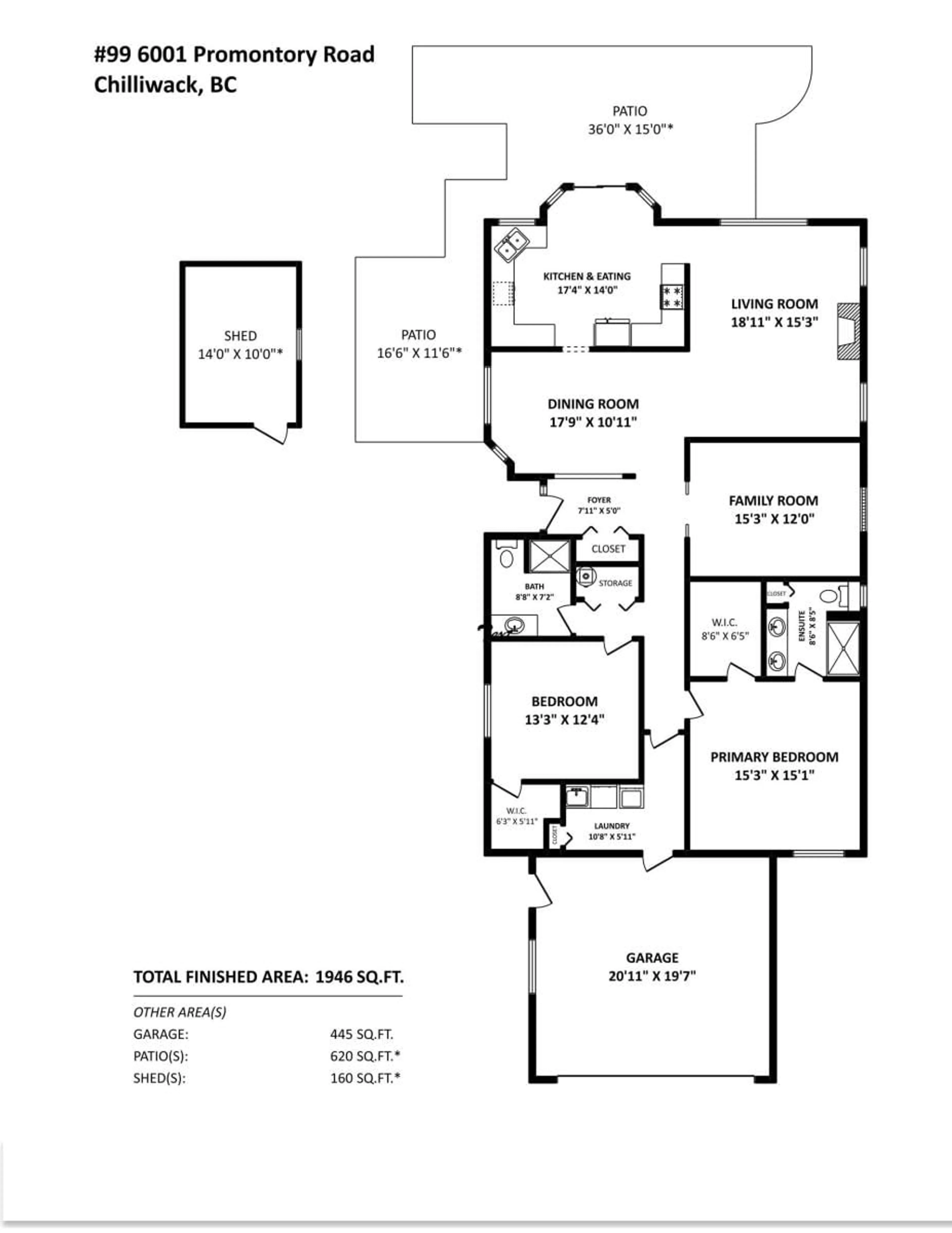 Floor plan for 99 6001 PROMONTORY ROAD, Chilliwack British Columbia V2R3E3