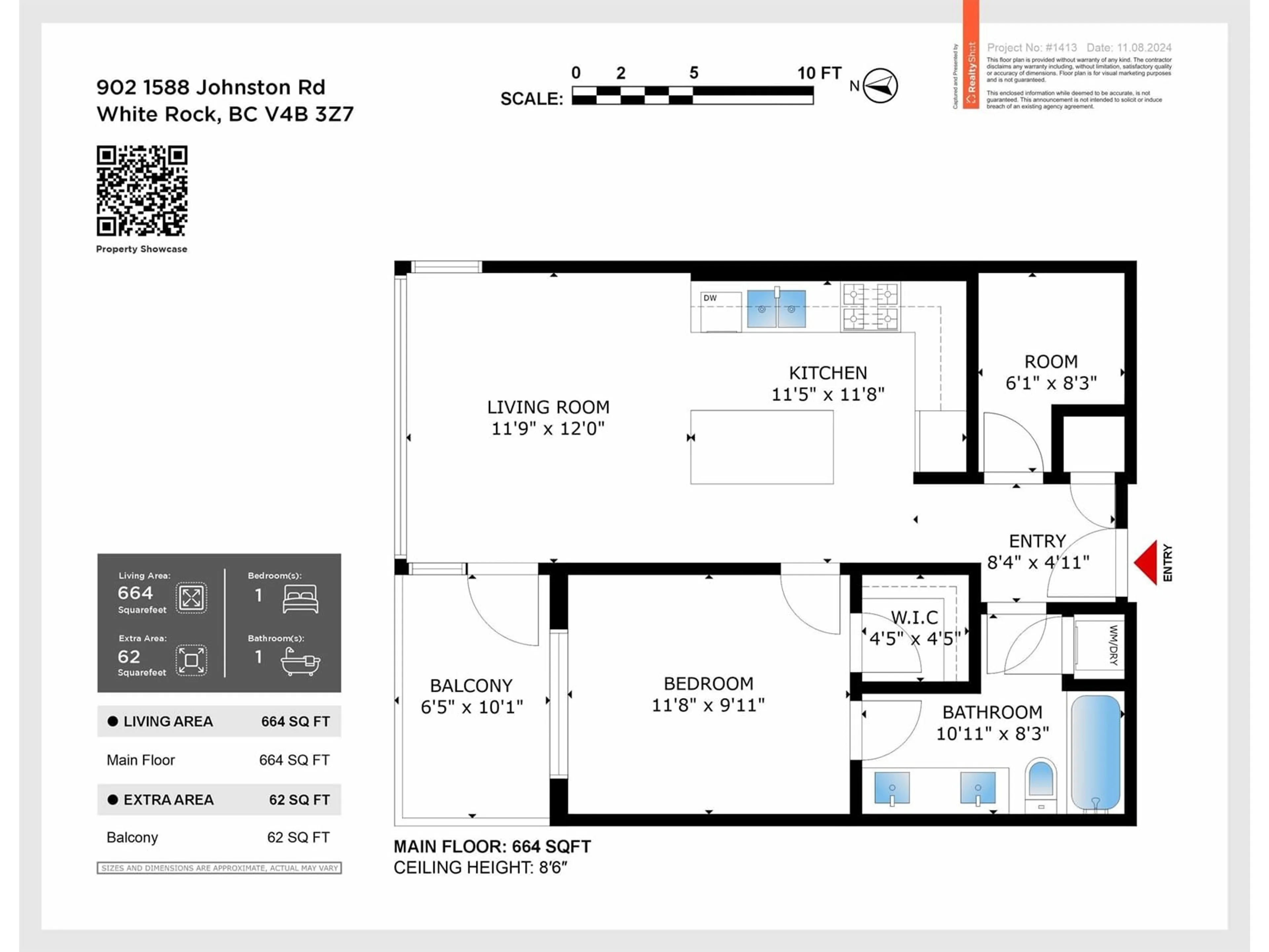 Floor plan for 902 1588 JOHNSTON ROAD, White Rock British Columbia V4B3Z7