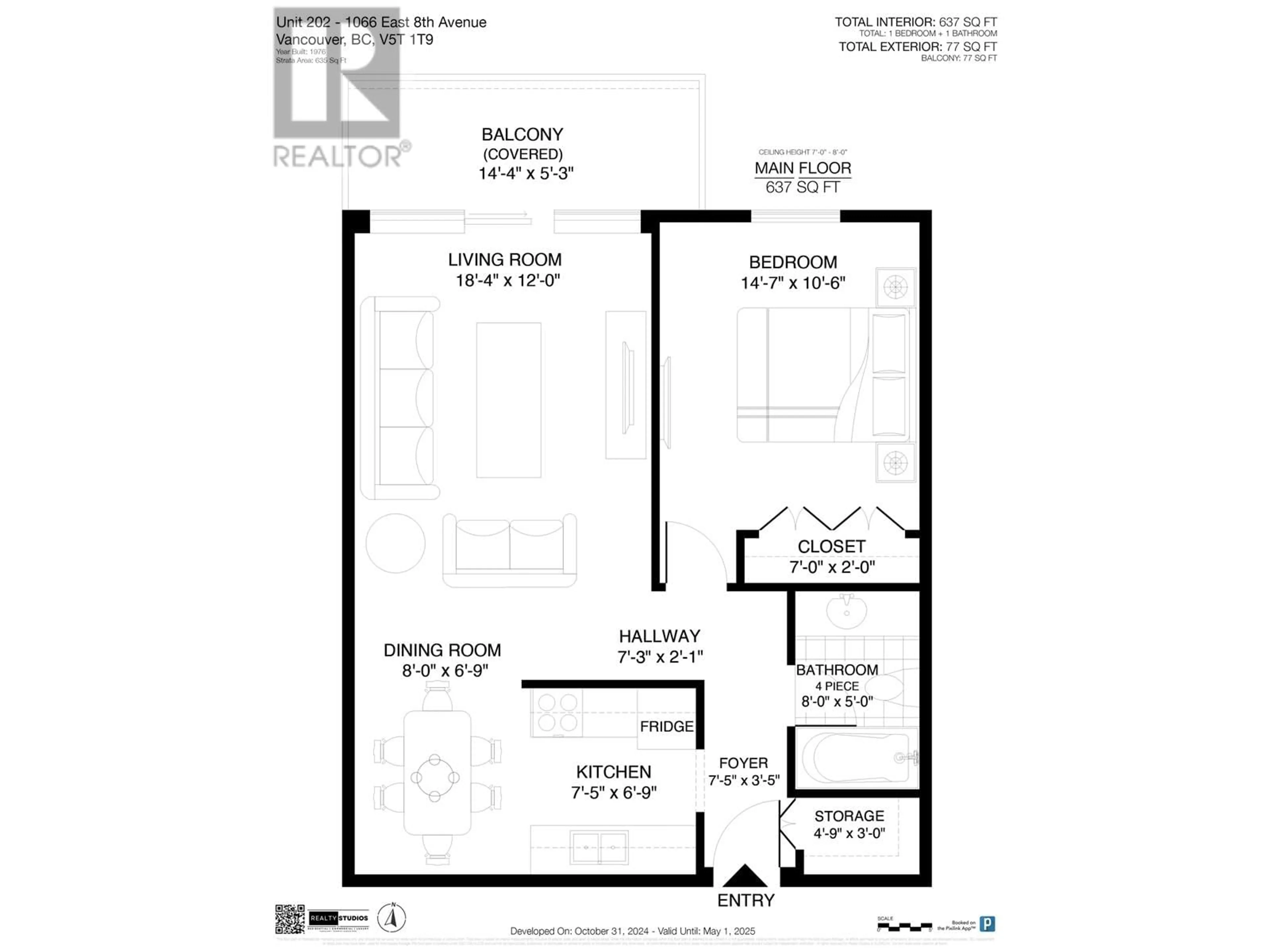 Floor plan for 202 1066 E 8TH AVENUE, Vancouver British Columbia V5T1T9