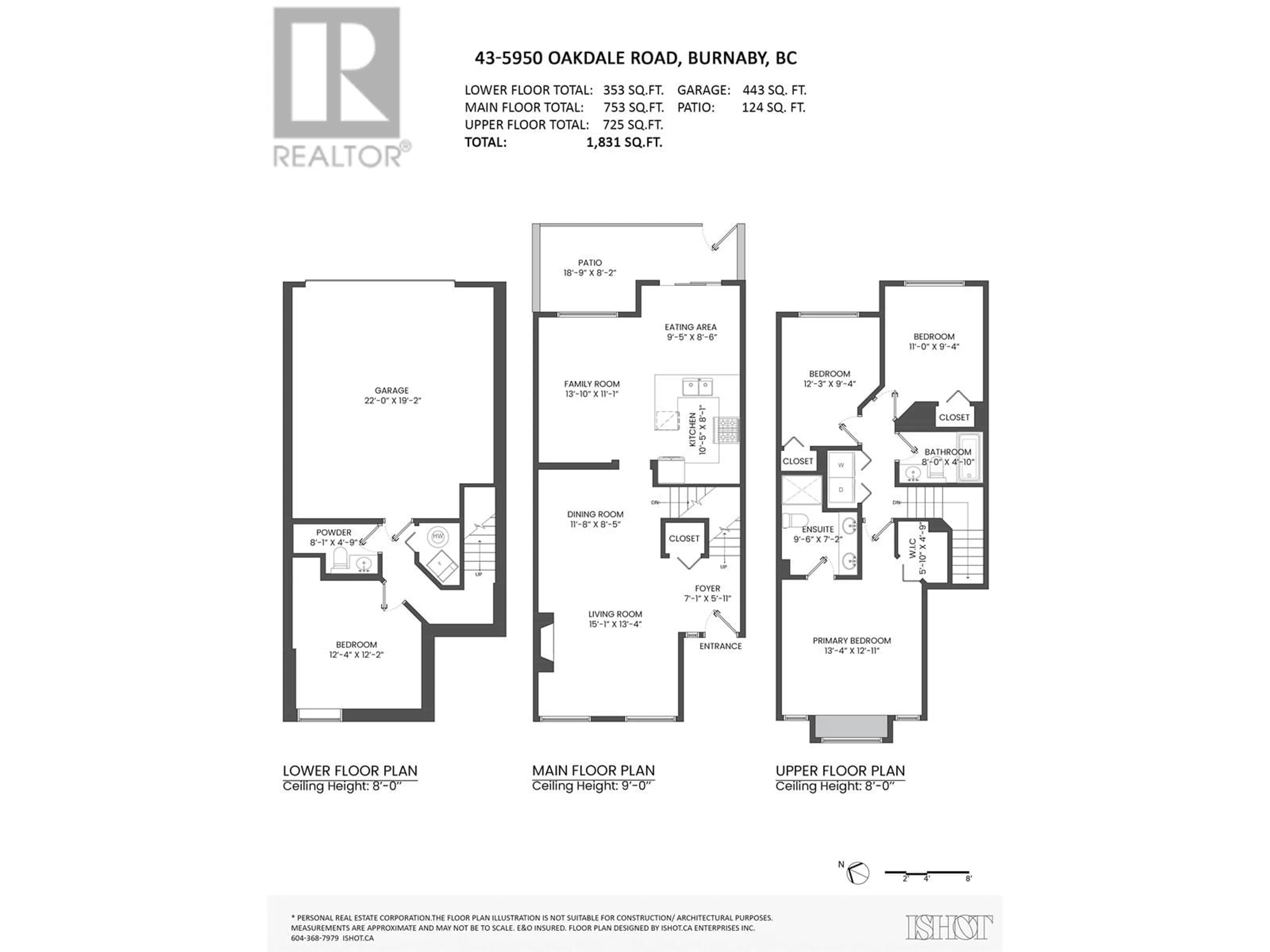 Floor plan for 43 5950 OAKDALE ROAD, Burnaby British Columbia V5H4R5