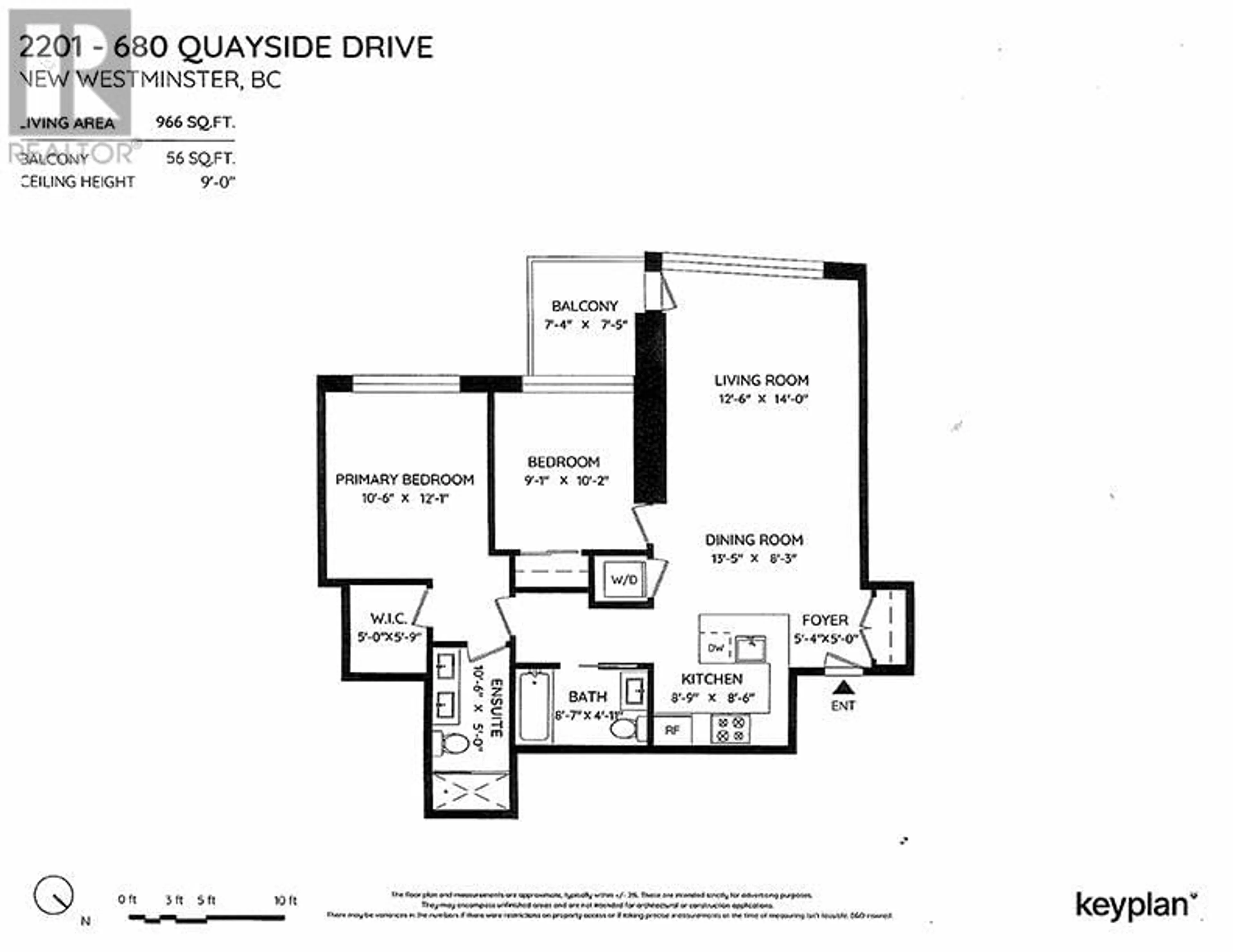 Floor plan for 2201 680 QUAYSIDE DRIVE, New Westminster British Columbia V3M0P2