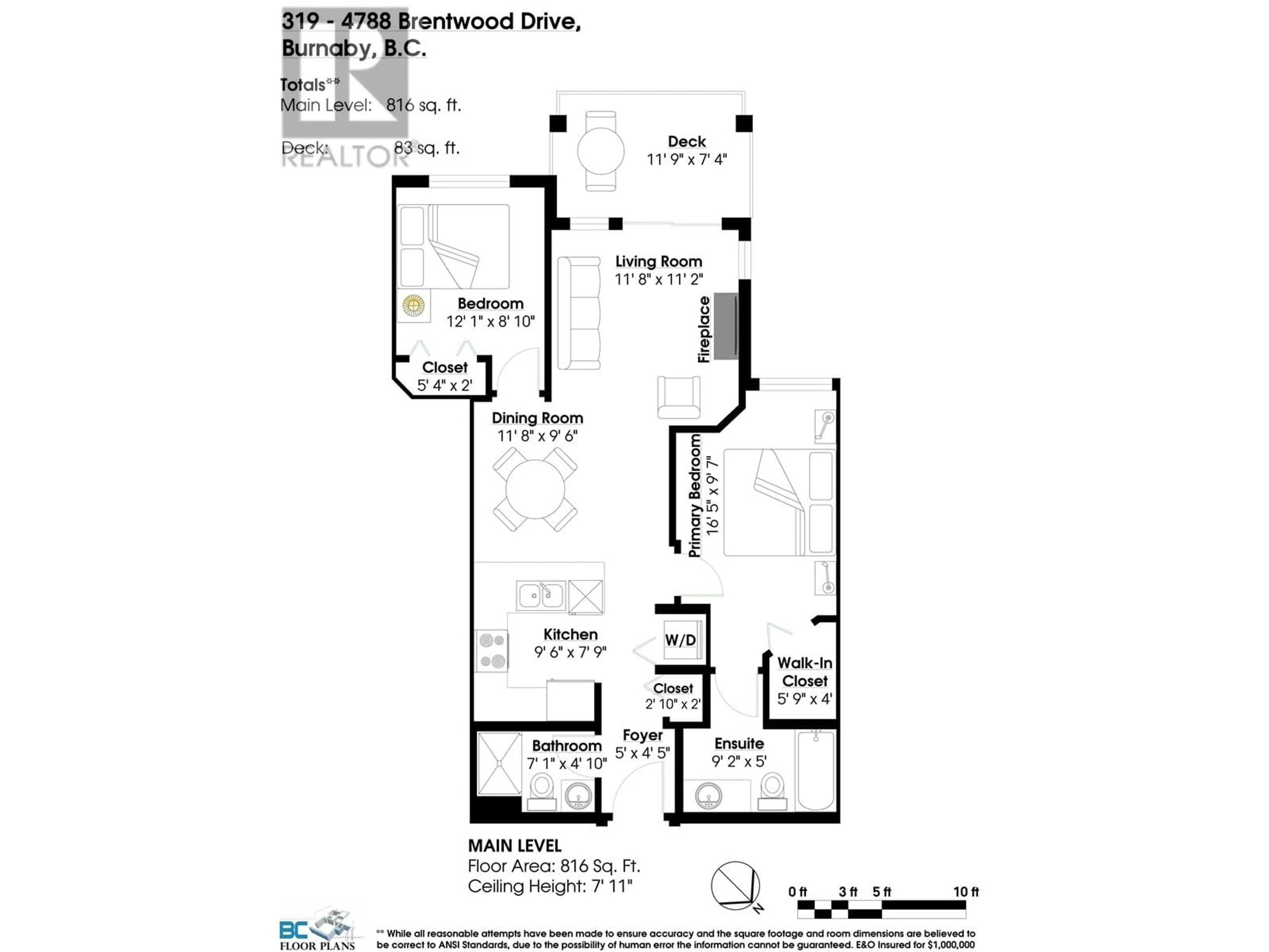 Floor plan for 319 4788 BRENTWOOD DRIVE, Burnaby British Columbia V5C0C5