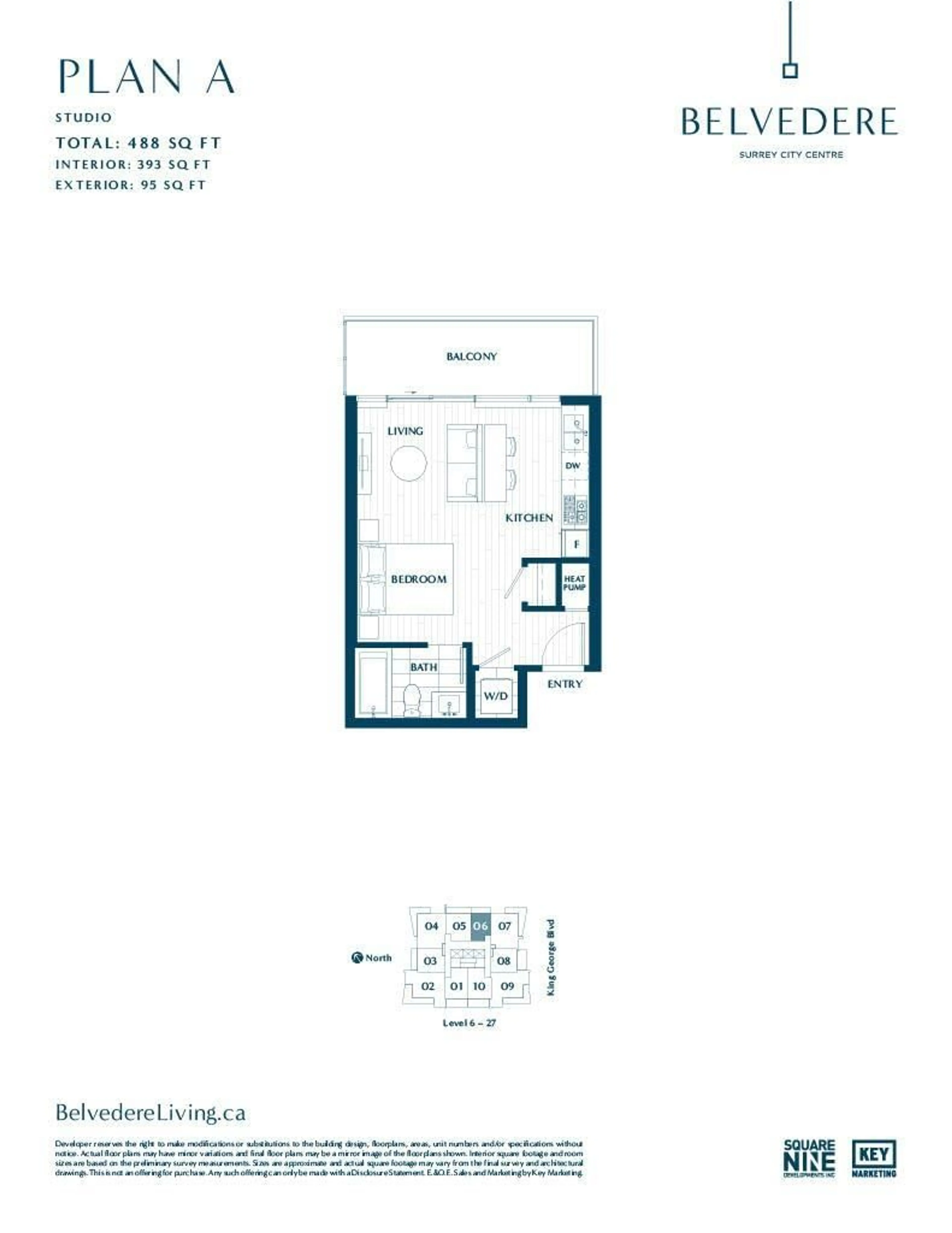 Floor plan for 1306 9675 N KING GEORGE BOULEVARD, Surrey British Columbia V3T2V3