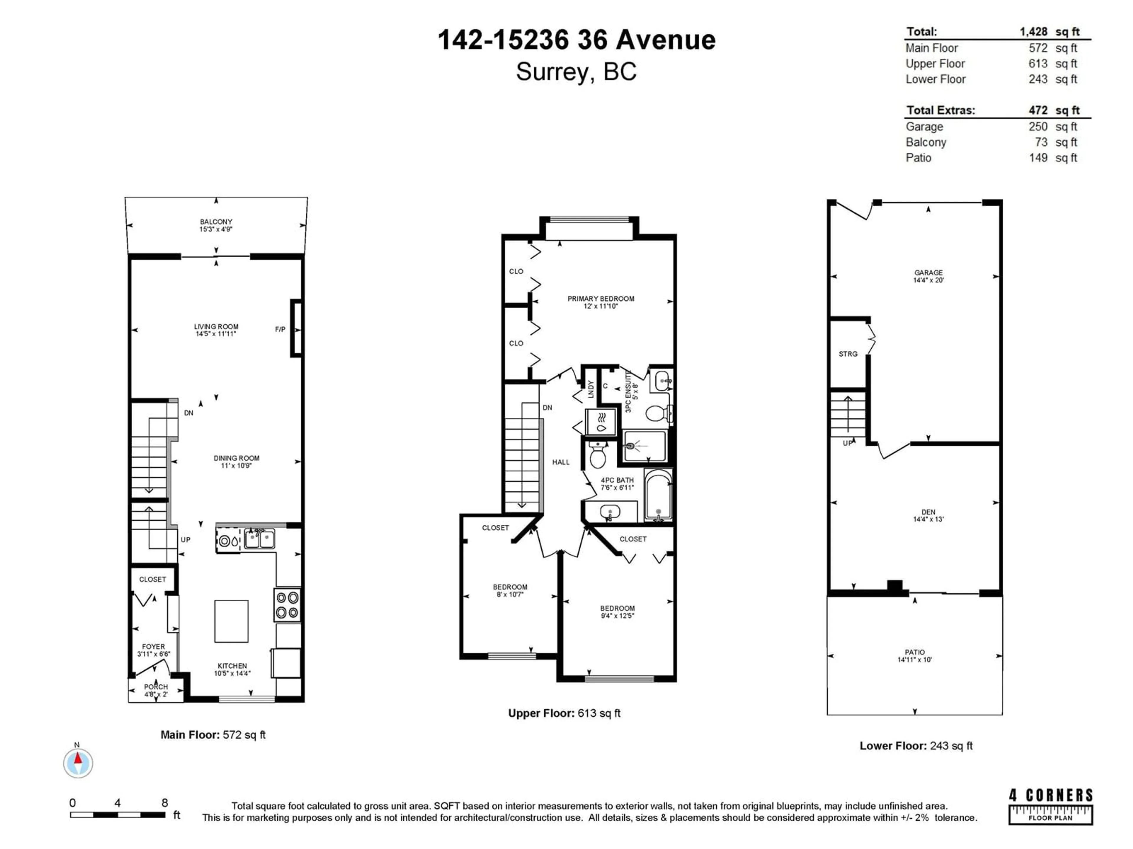 Floor plan for 142 15236 36 AVENUE, Surrey British Columbia V3Z2B3