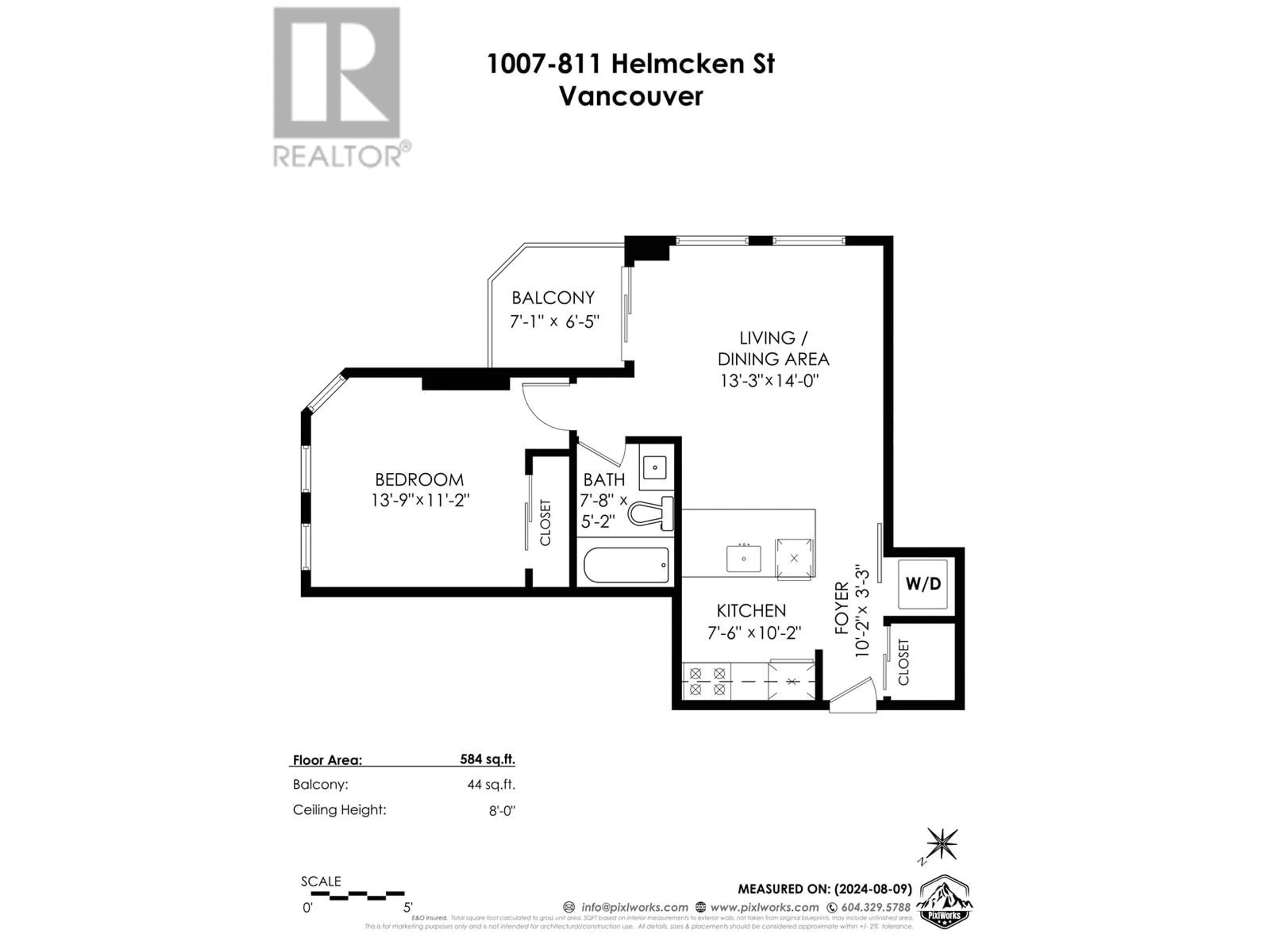 Floor plan for 1007 811 HELMCKEN STREET, Vancouver British Columbia V6Z1B1