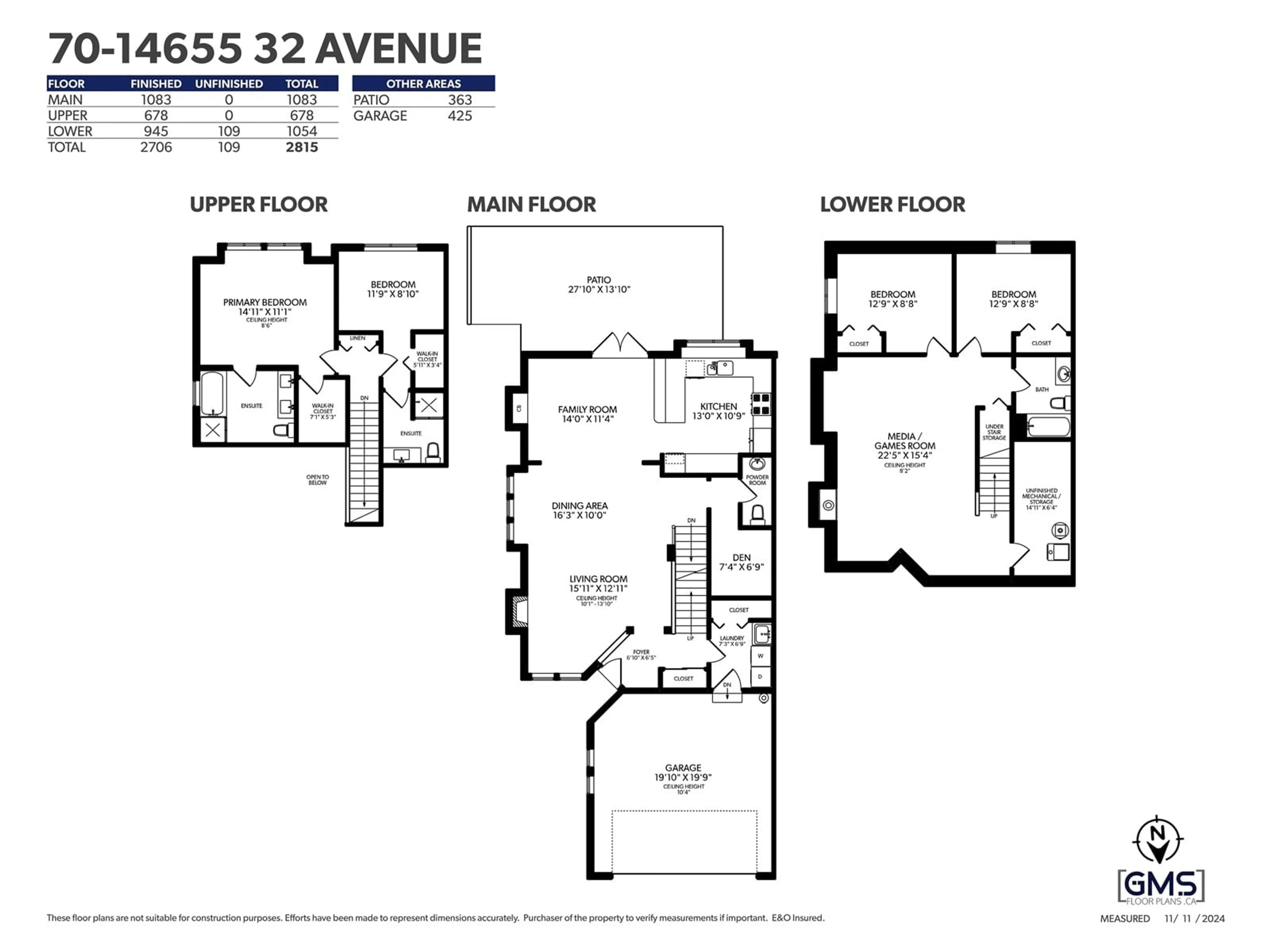 Floor plan for 70 14655 32 AVENUE, Surrey British Columbia V4P3R6