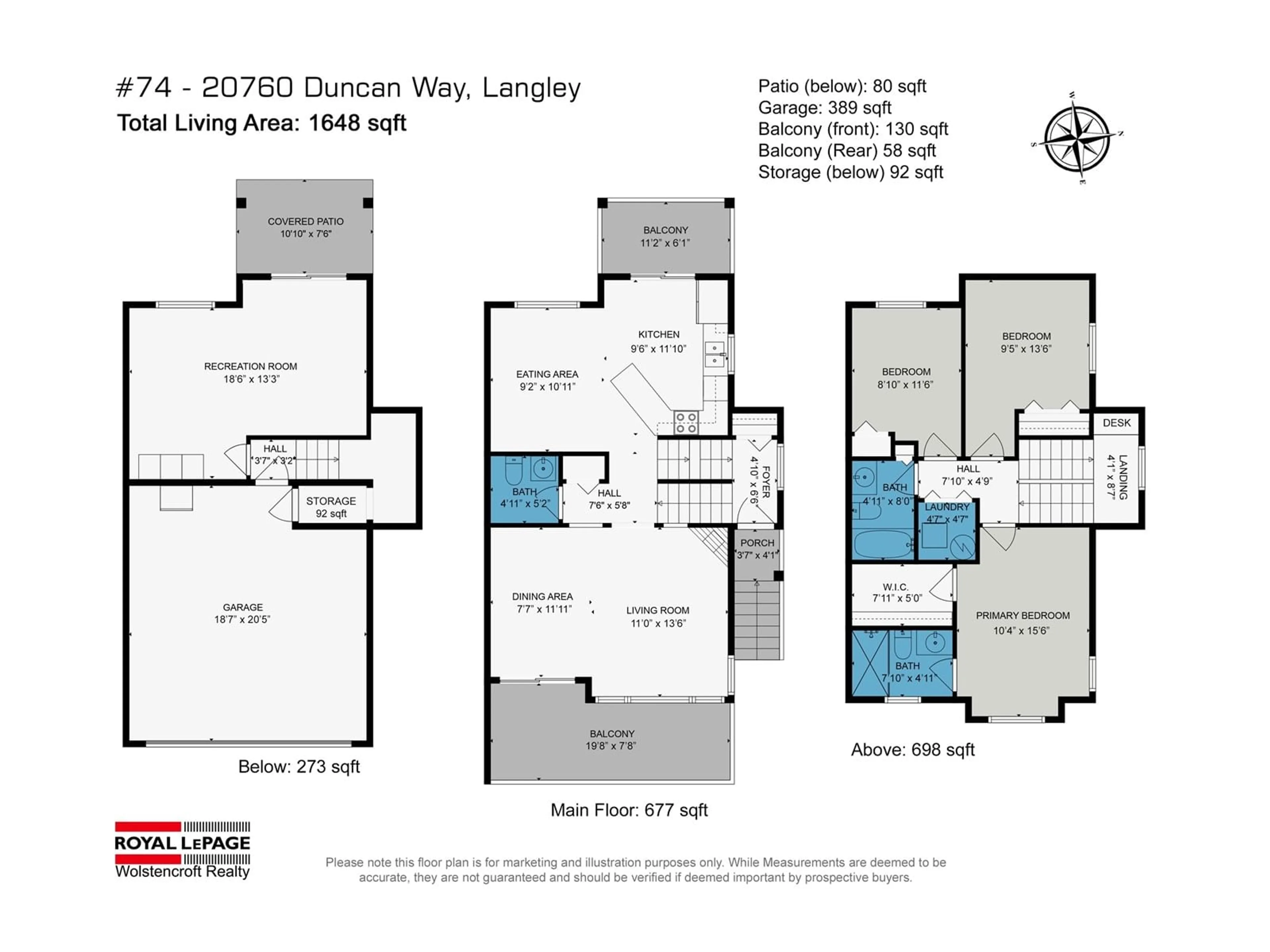 Floor plan for 74 20760 DUNCAN WAY, Langley British Columbia V3A9J6