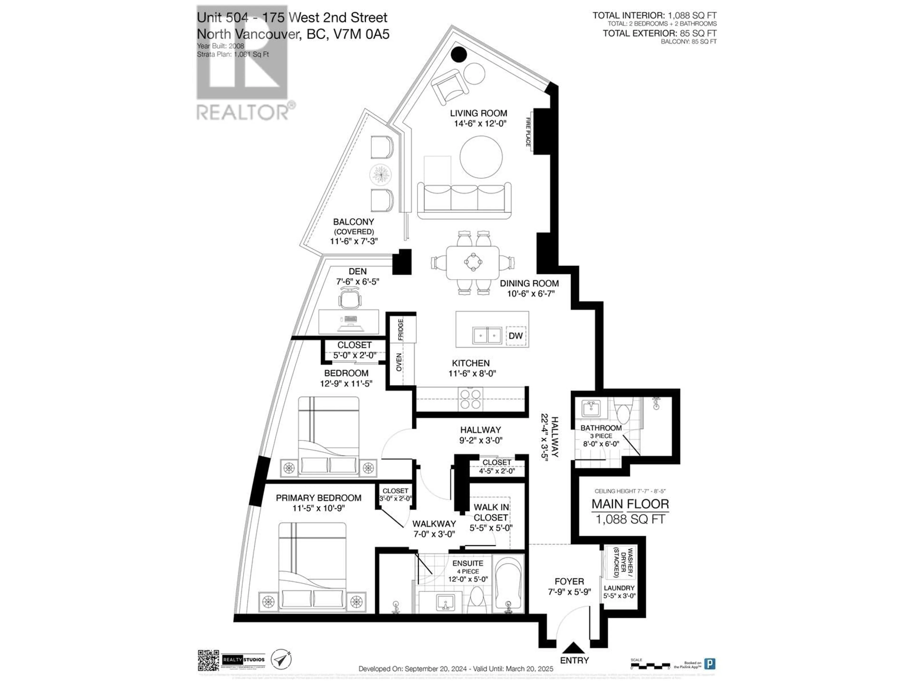 Floor plan for 504 175 W 2ND STREET, North Vancouver British Columbia V7M0A5