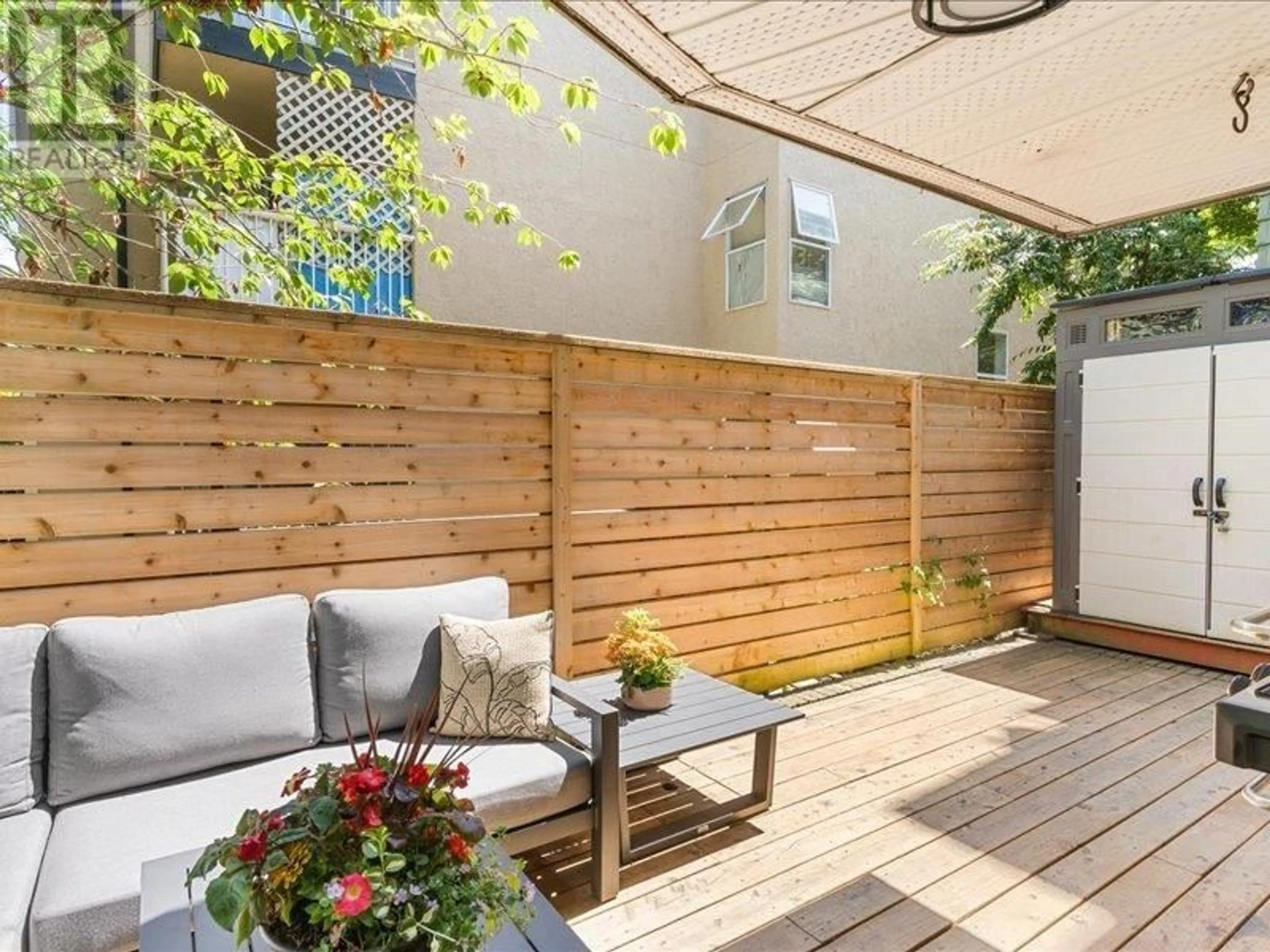 Patio, the fenced backyard for 101 710 E 6TH AVENUE, Vancouver British Columbia V5T1L5