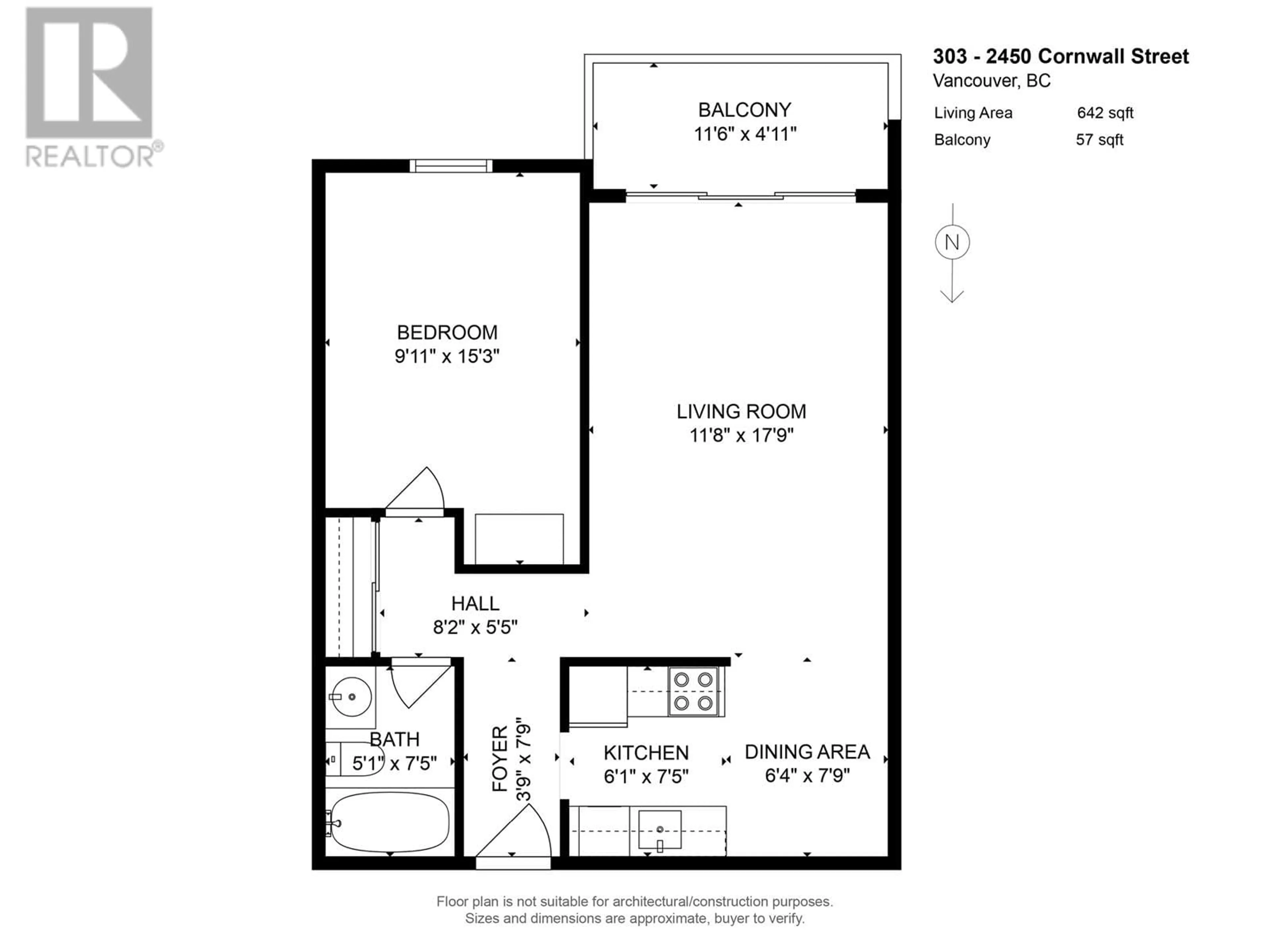 Floor plan for 303 2450 CORNWALL AVENUE, Vancouver British Columbia V6K1B8