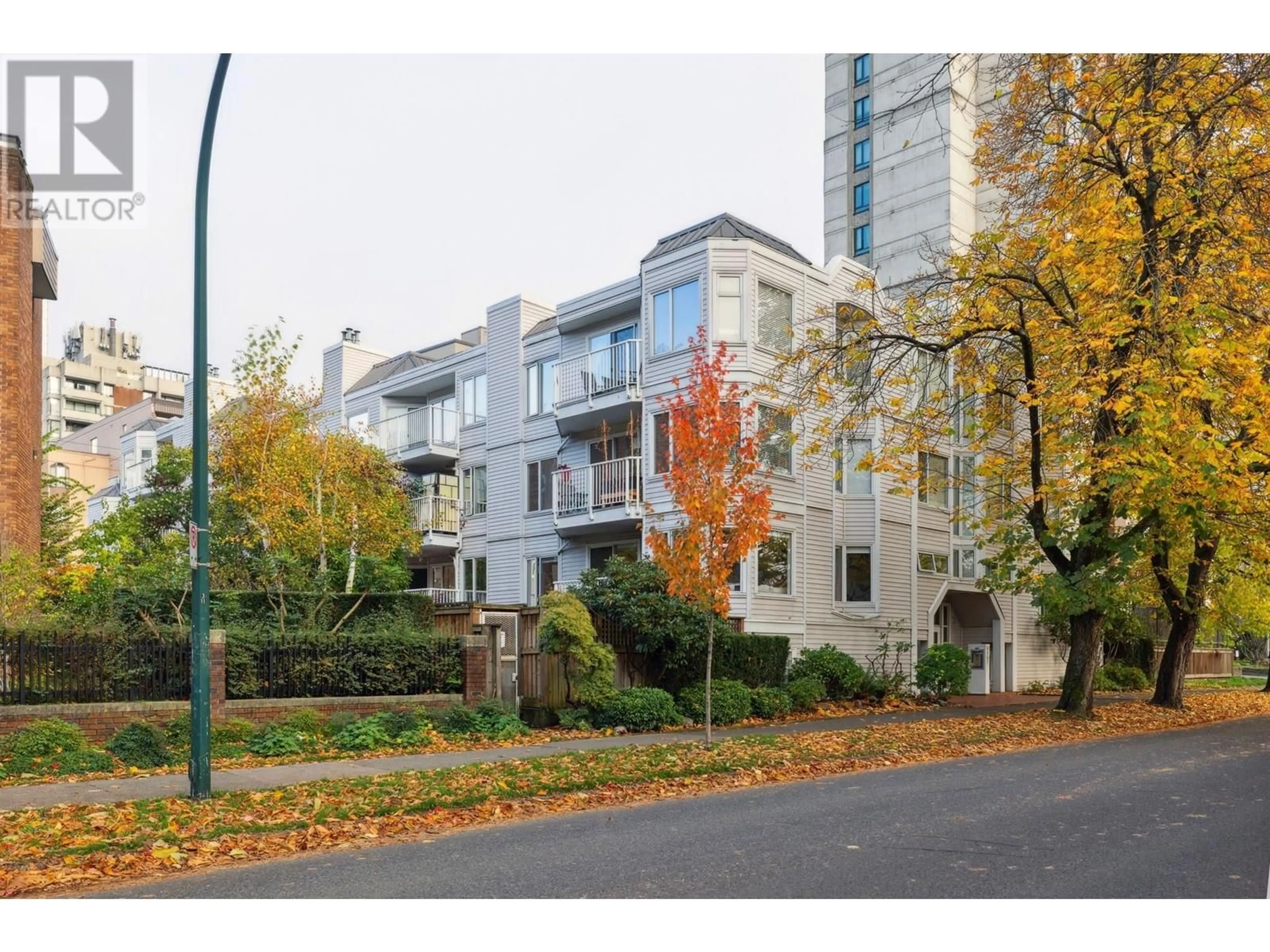 A pic from exterior of the house or condo, the street view for 201 1147 NELSON STREET, Vancouver British Columbia V6E1J3