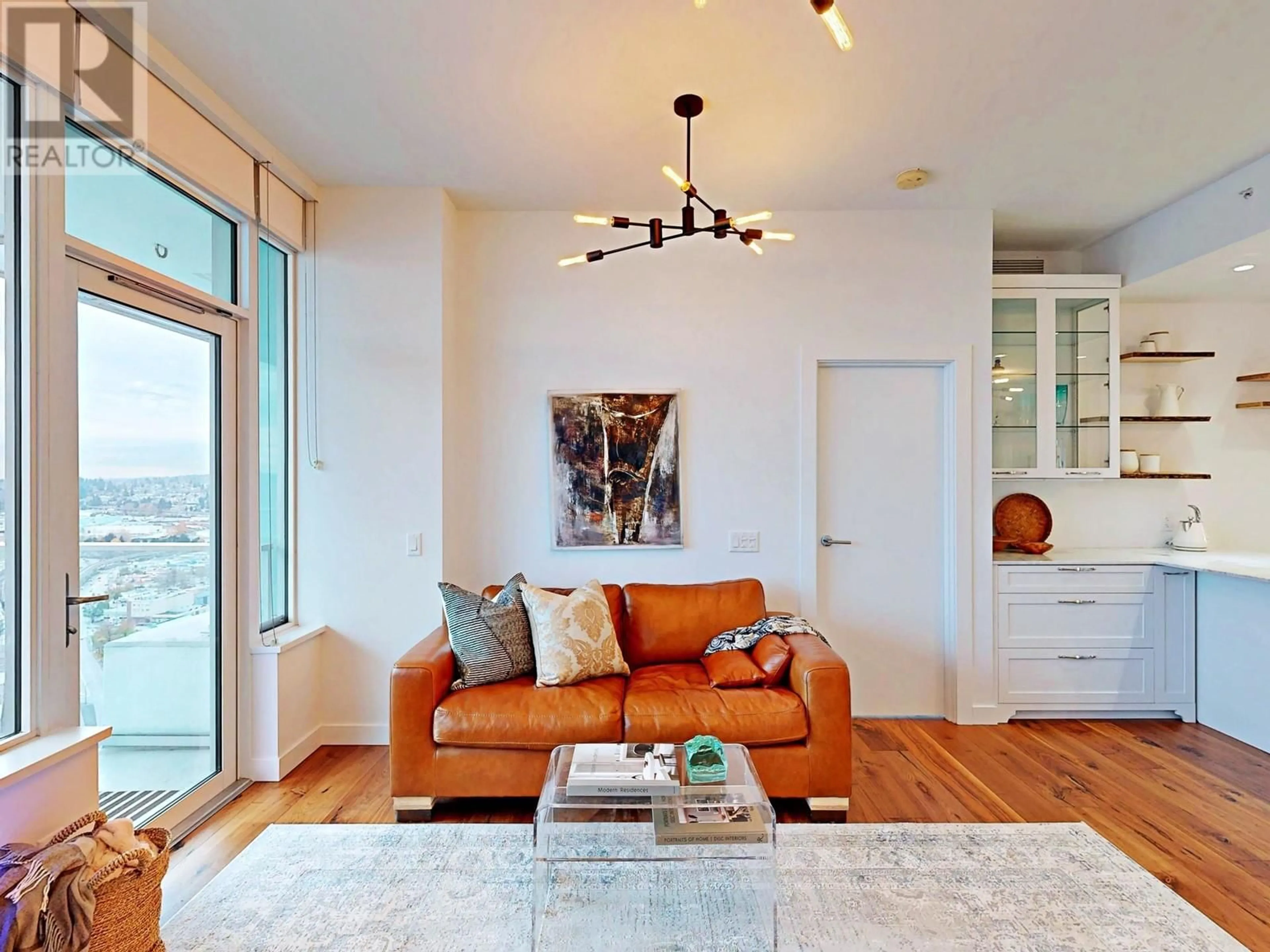 Living room, wood floors for 3302 908 QUAYSIDE DRIVE, New Westminster British Columbia V3M0L4