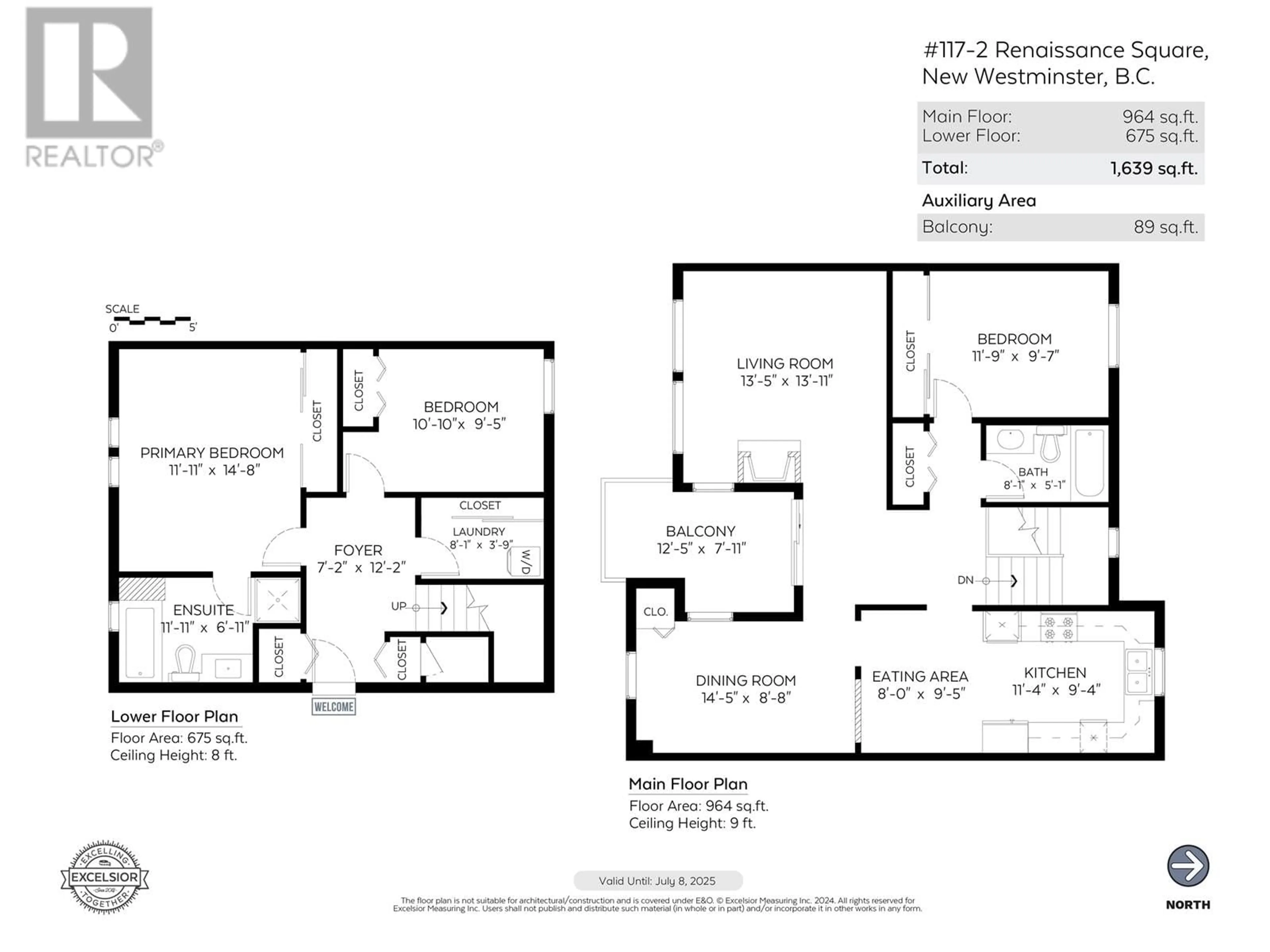 Floor plan for 117 2 RENAISSANCE SQUARE, New Westminster British Columbia V3M6K3