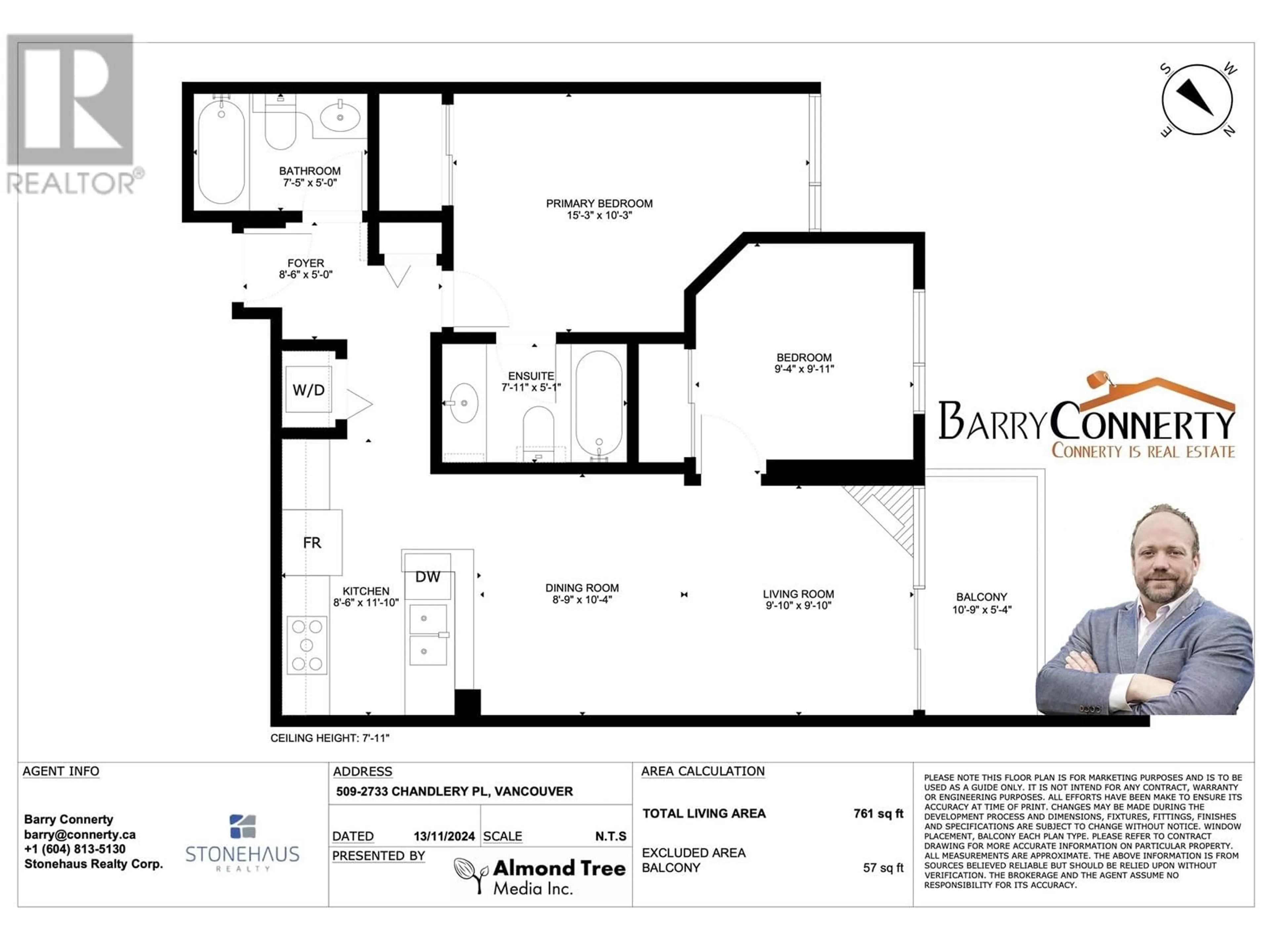 Floor plan for 509 2733 CHANDLERY PLACE, Vancouver British Columbia V5S4V3