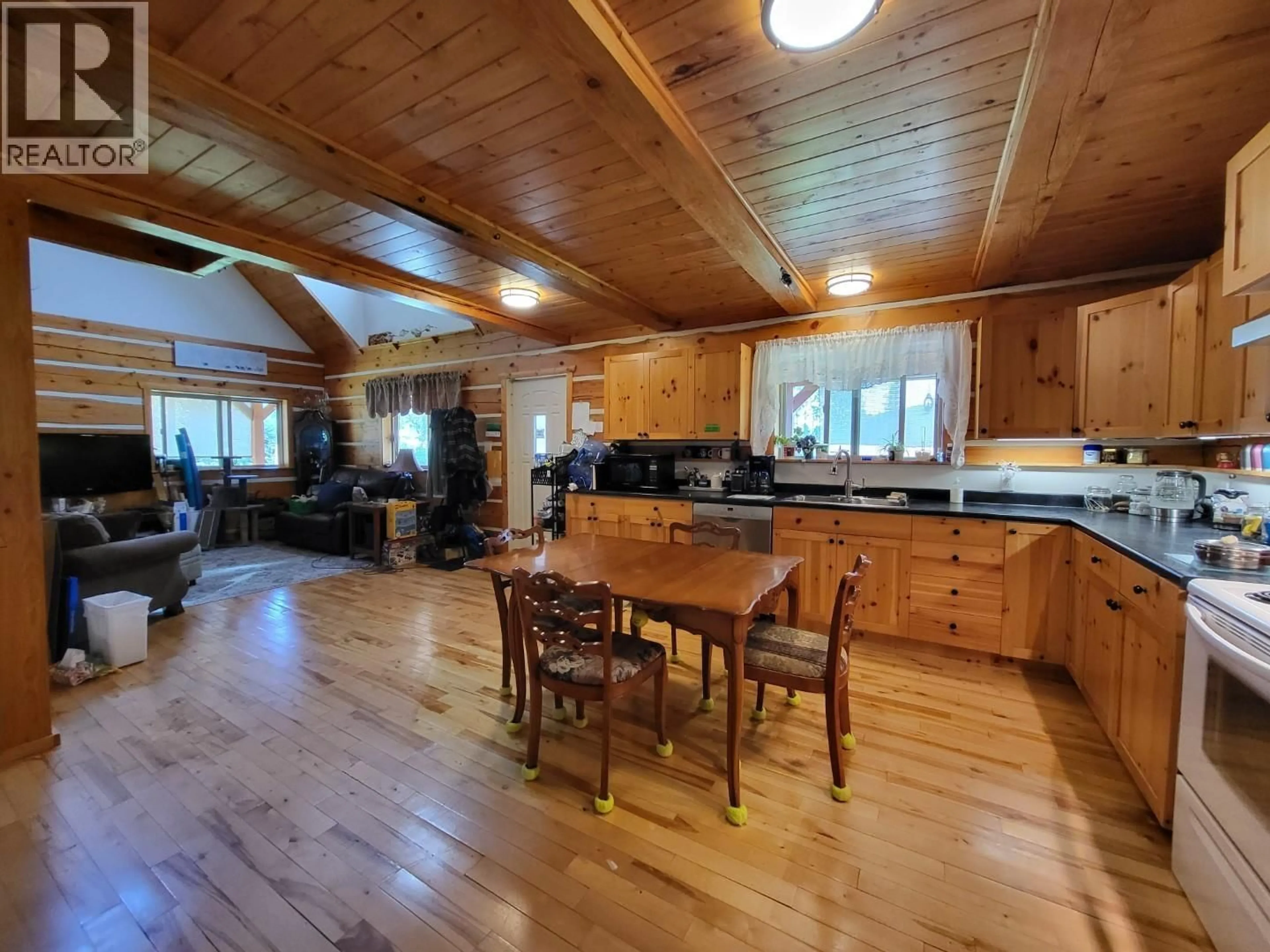 Open concept kitchen, wood/laminate floor for 2301 KERSLEY-DALE LANDING ROAD, Quesnel British Columbia V2J6L7