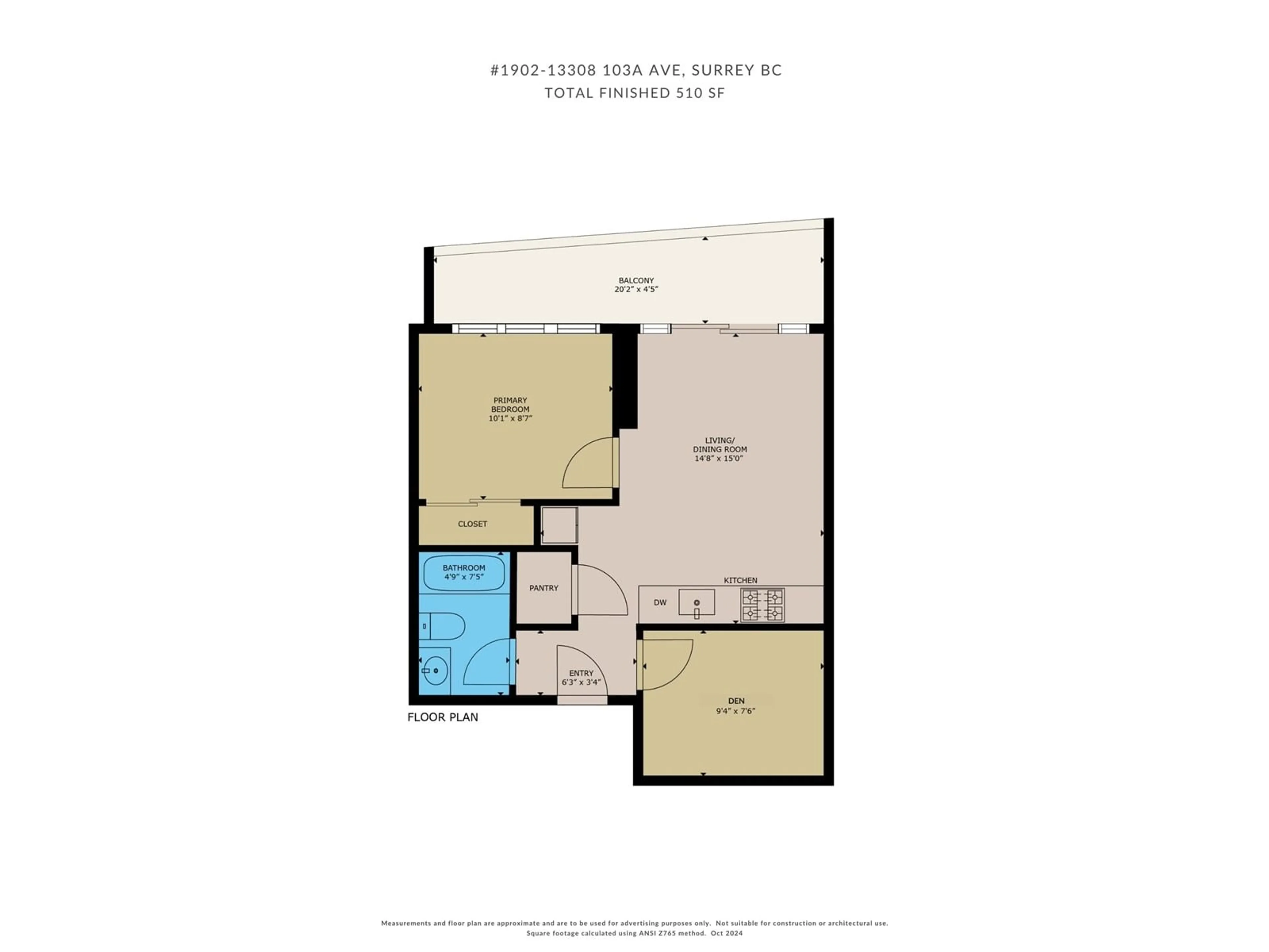 Floor plan for 1902 13308 CENTRAL AVENUE, Surrey British Columbia V3T0M4