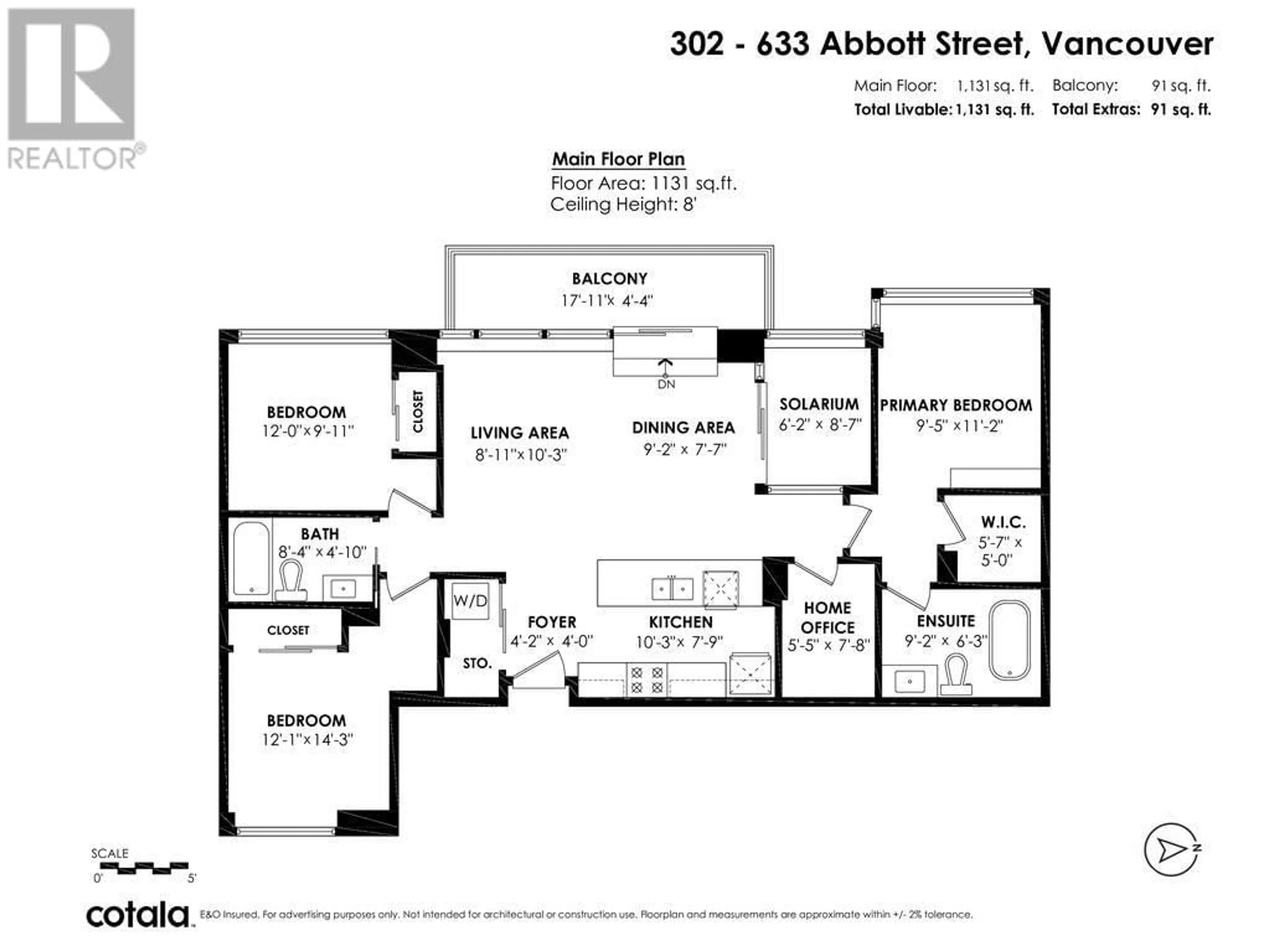 Floor plan for 302 633 ABBOTT STREET, Vancouver British Columbia V6B0J3