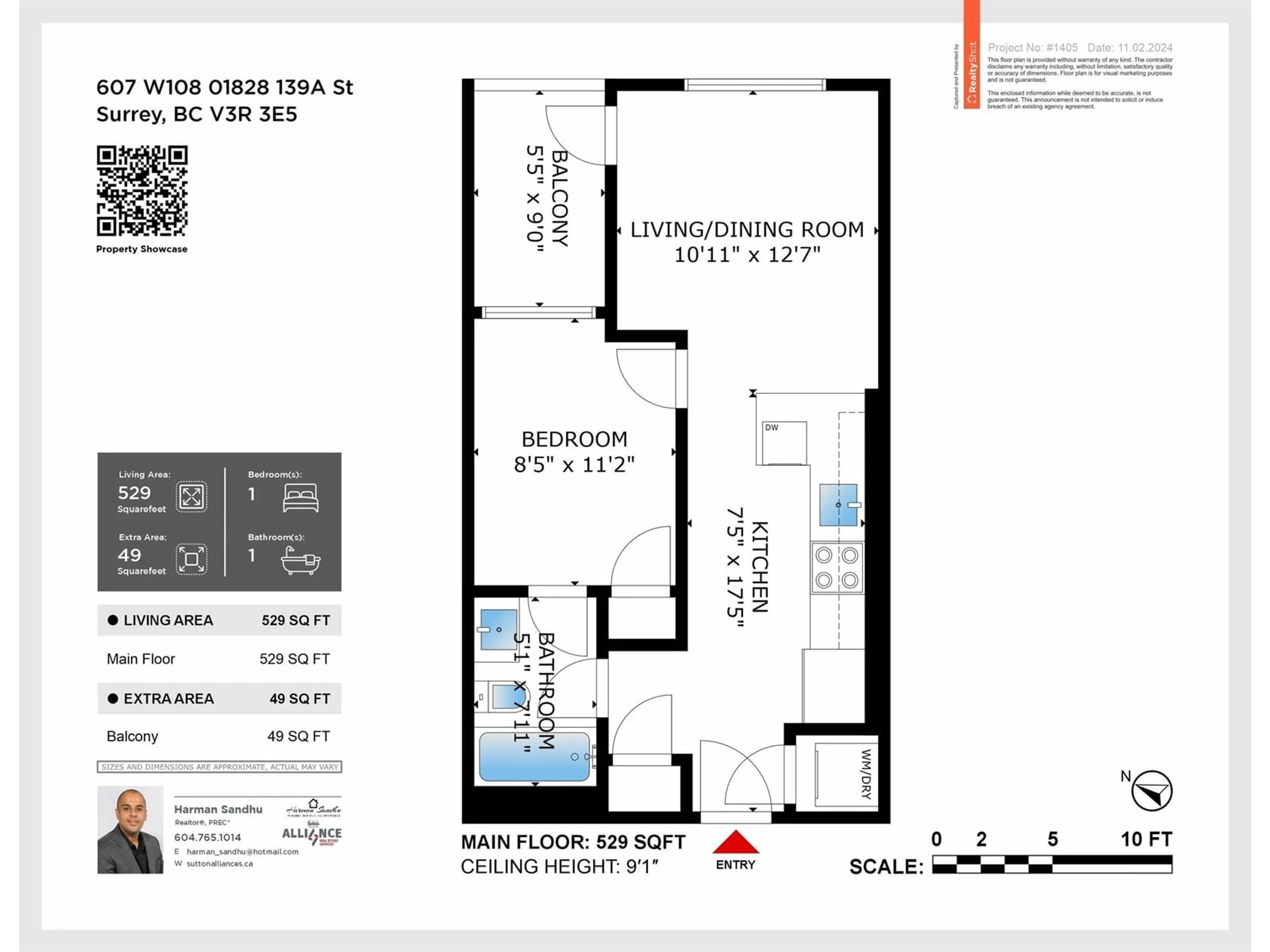 Floor plan for E607 10829 E 140 STREET, Surrey British Columbia V3R0H4