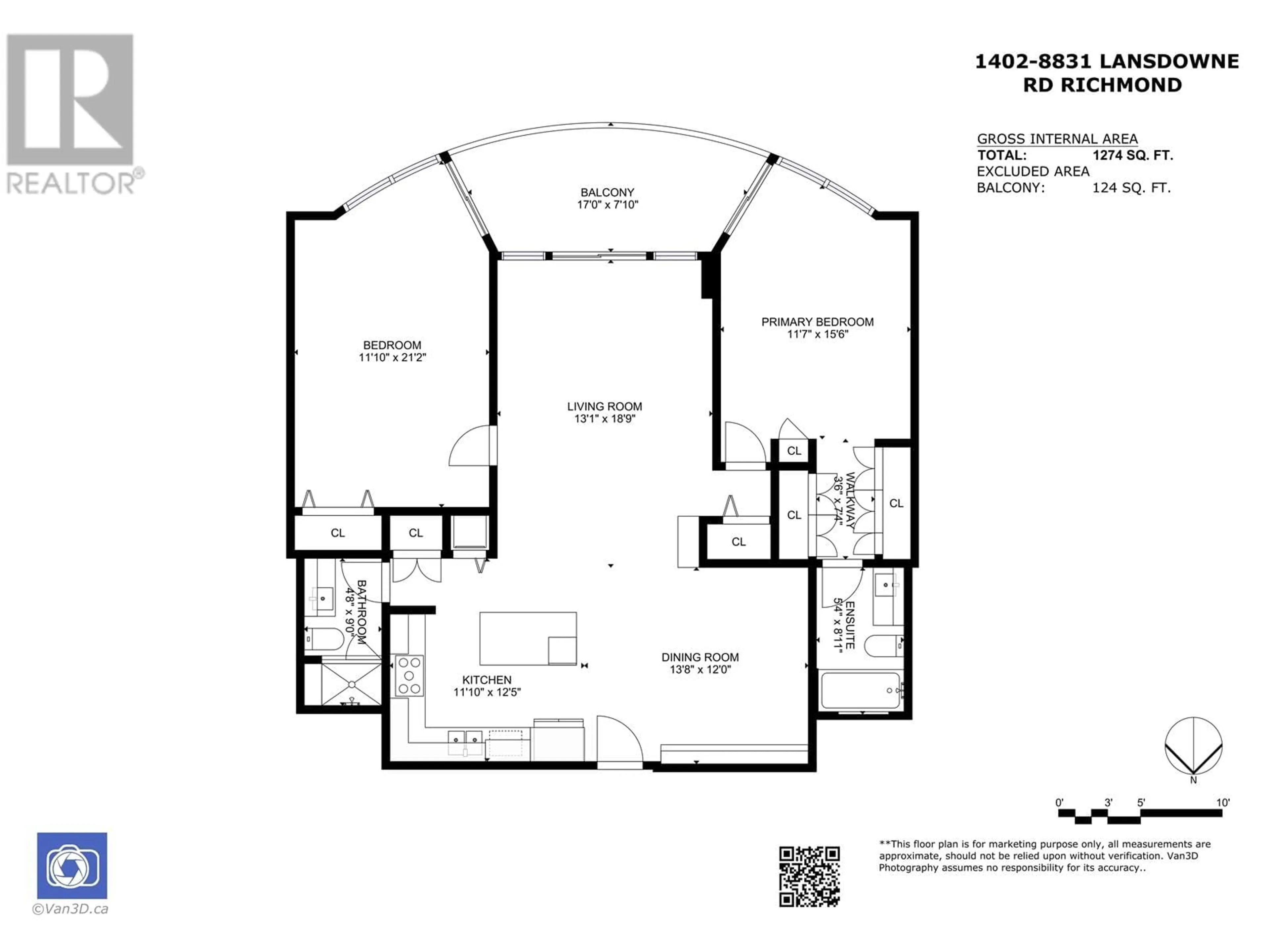 Floor plan for 1402 8831 LANSDOWNE ROAD, Richmond British Columbia V6X3T5