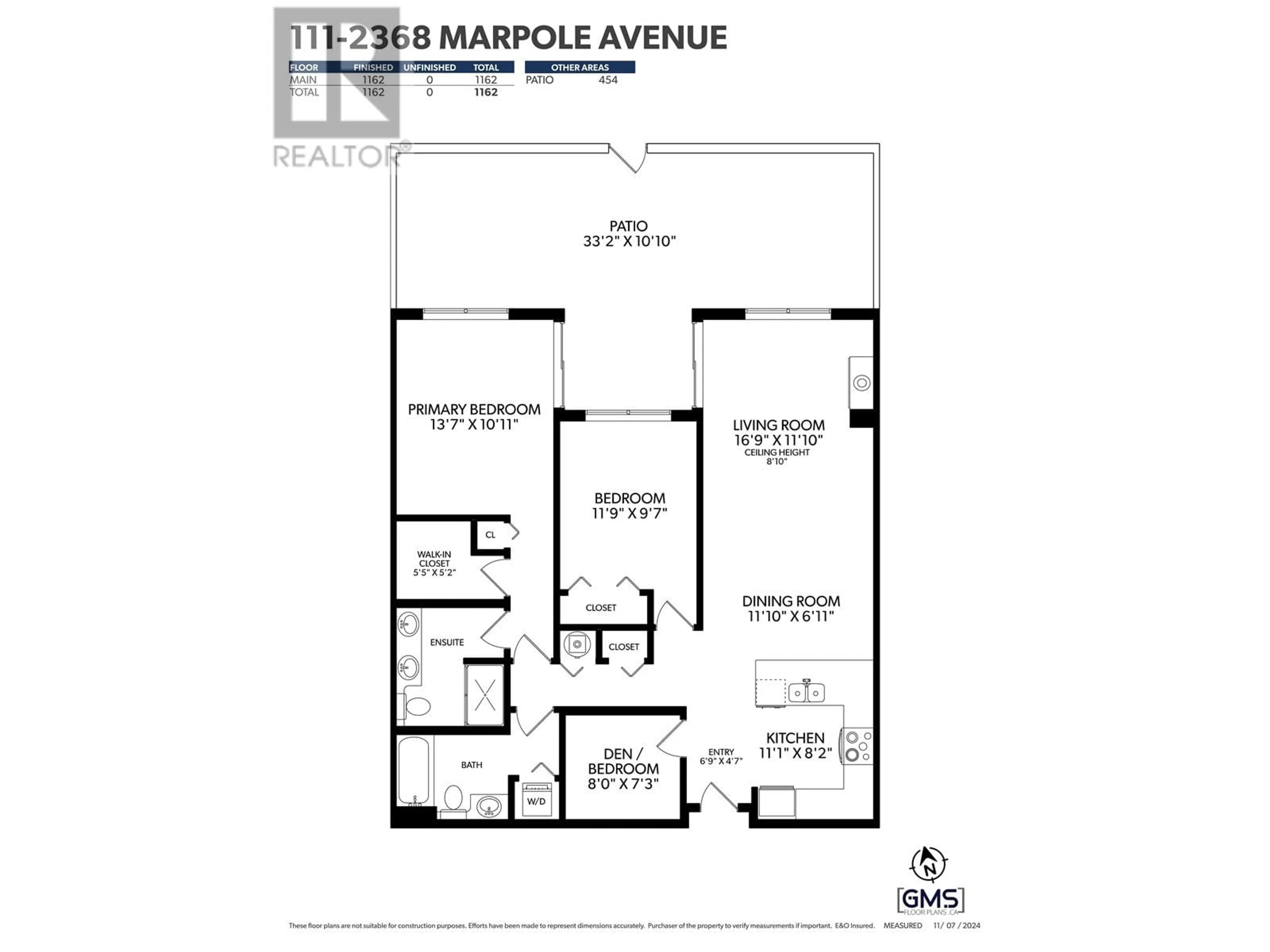 Floor plan for 111 2368 MARPOLE AVENUE, Port Coquitlam British Columbia V3C0B4