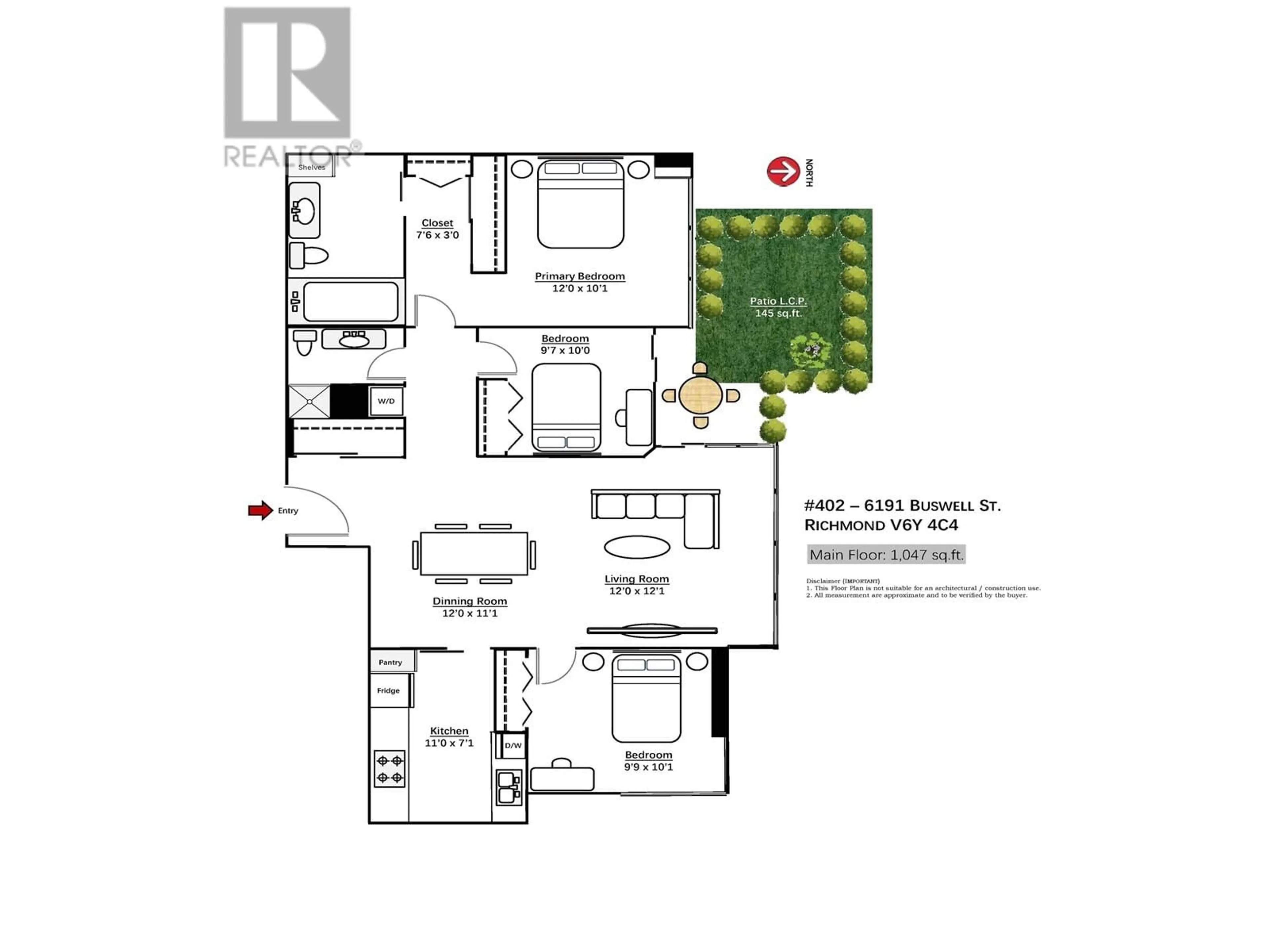 Floor plan for 402 6191 BUSWELL STREET, Richmond British Columbia V6Y4C4