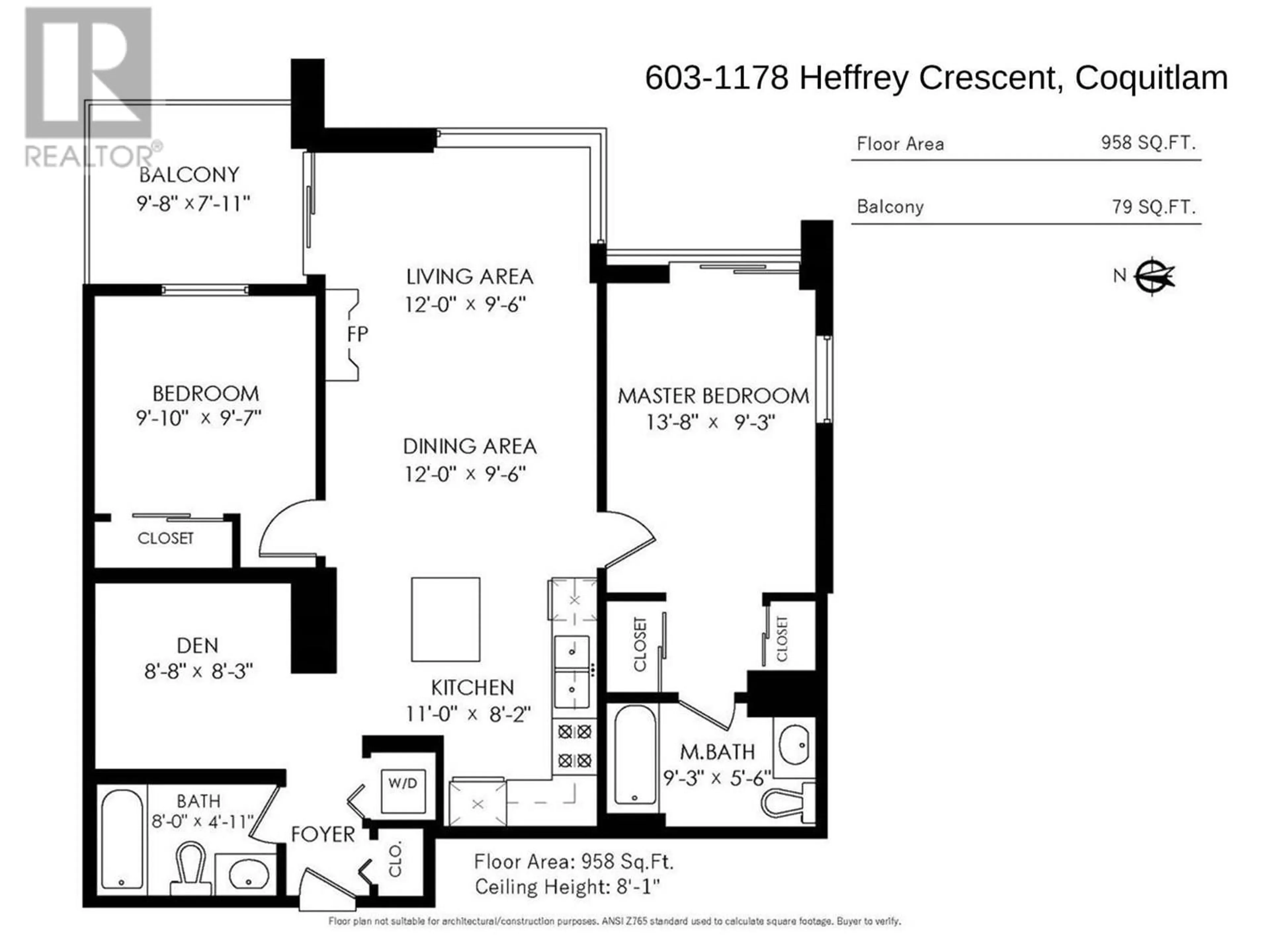 Floor plan for 603 1178 HEFFLEY CRESCENT, Coquitlam British Columbia V3B0A7