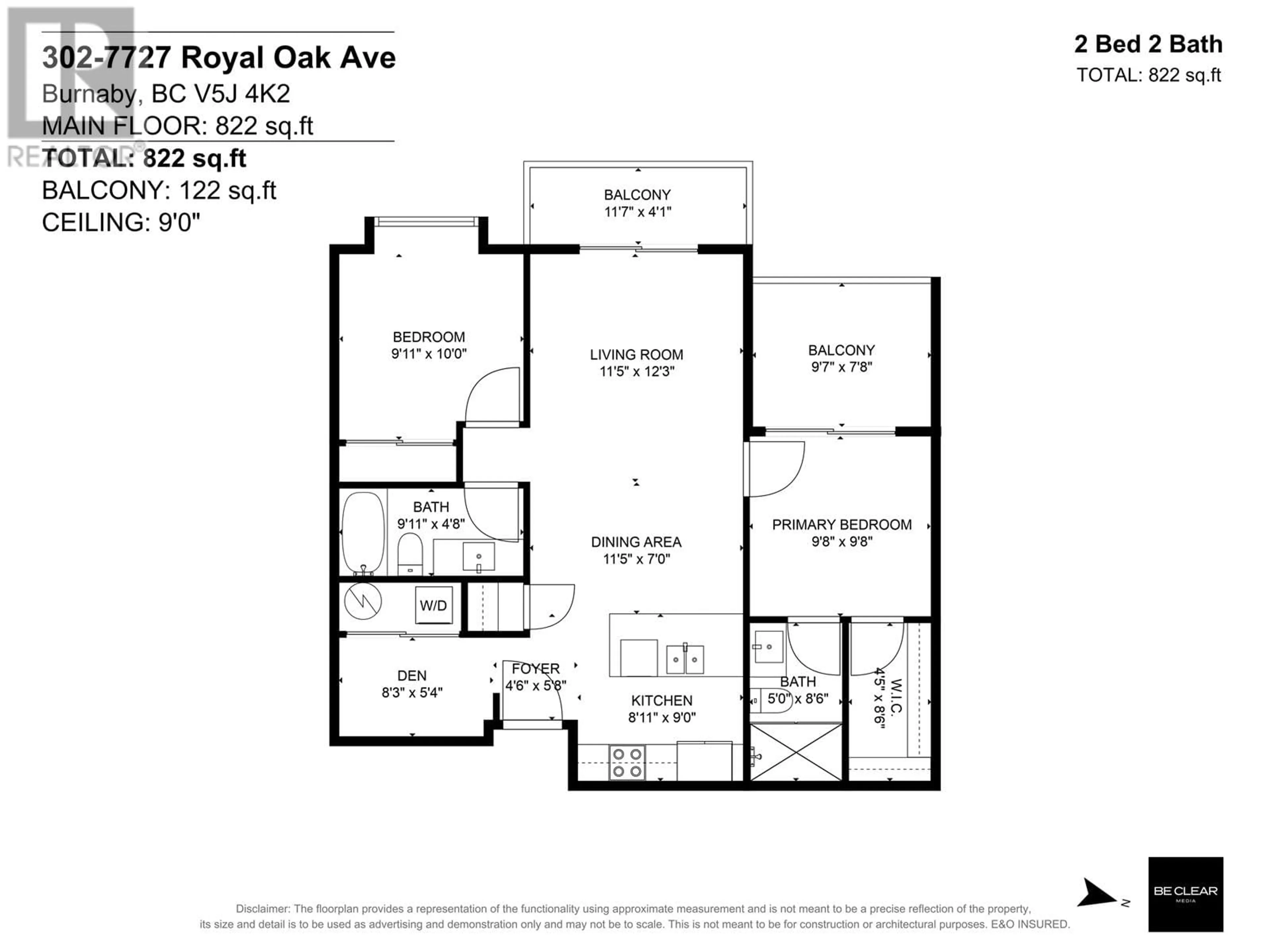 Floor plan for 302 7727 ROYAL OAK AVENUE, Burnaby British Columbia V5J4K2