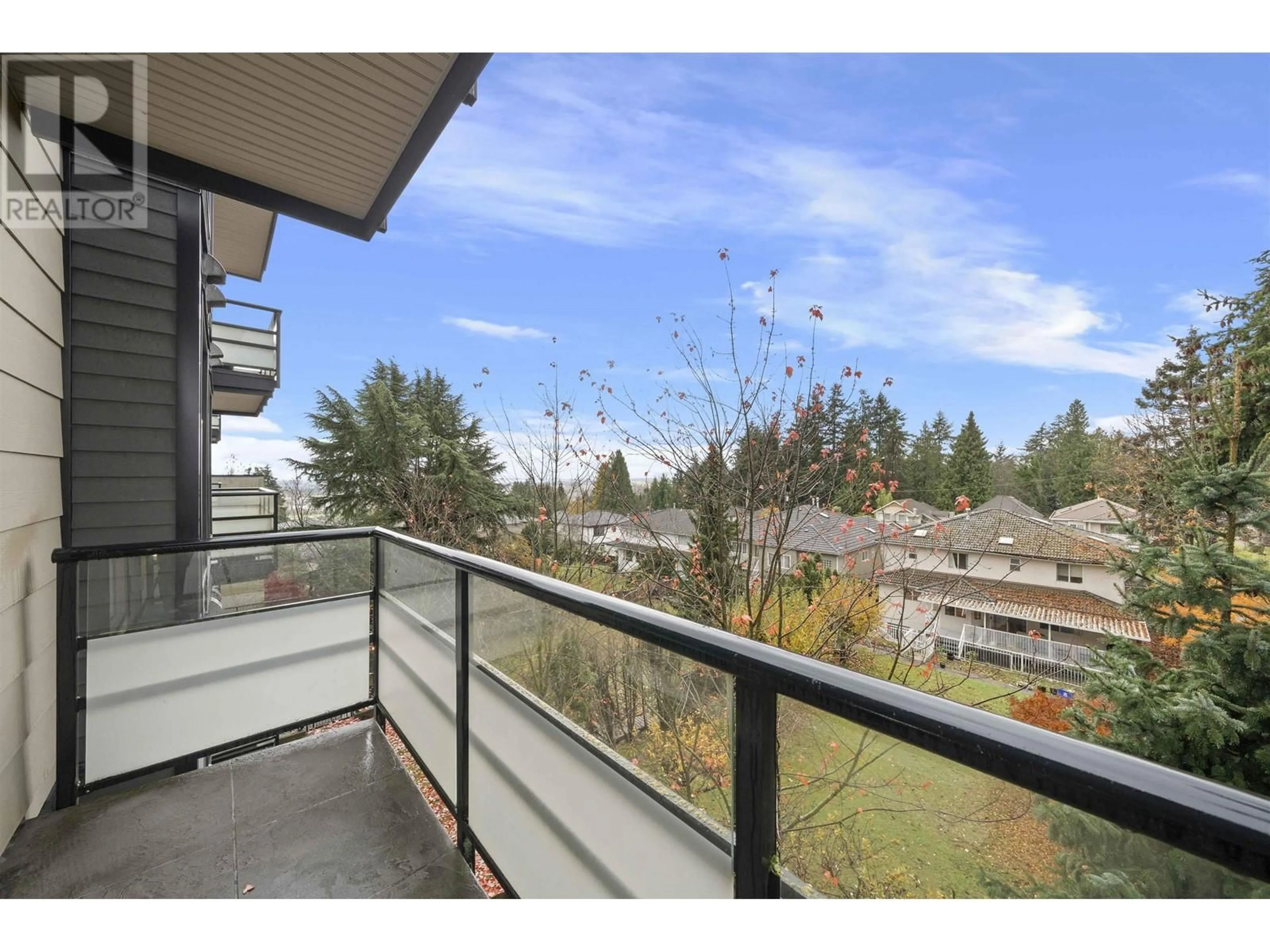 Balcony in the apartment, the fenced backyard for 302 7727 ROYAL OAK AVENUE, Burnaby British Columbia V5J4K2