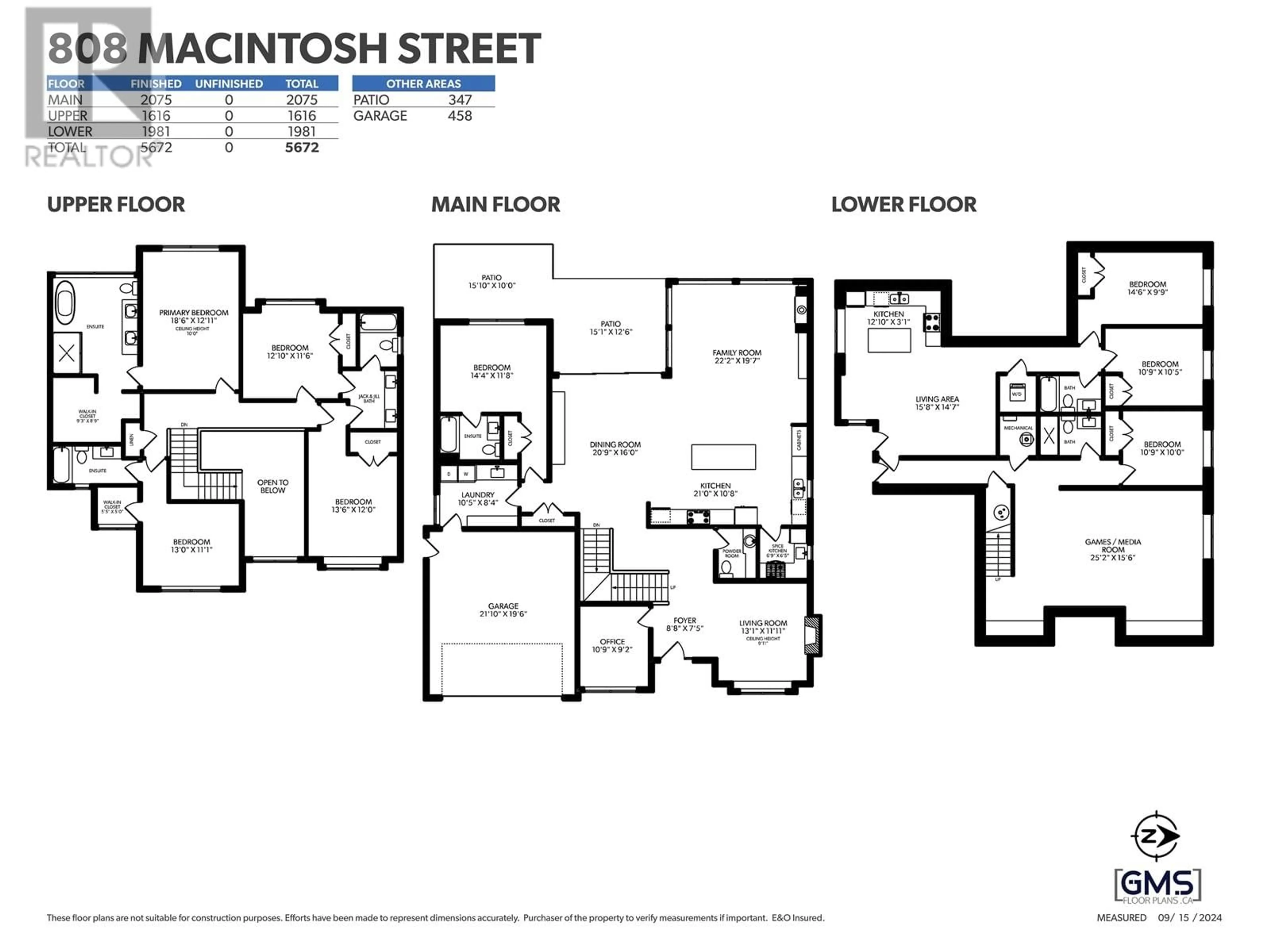 Floor plan for 808 MACINTOSH STREET, Coquitlam British Columbia V3J4Z2