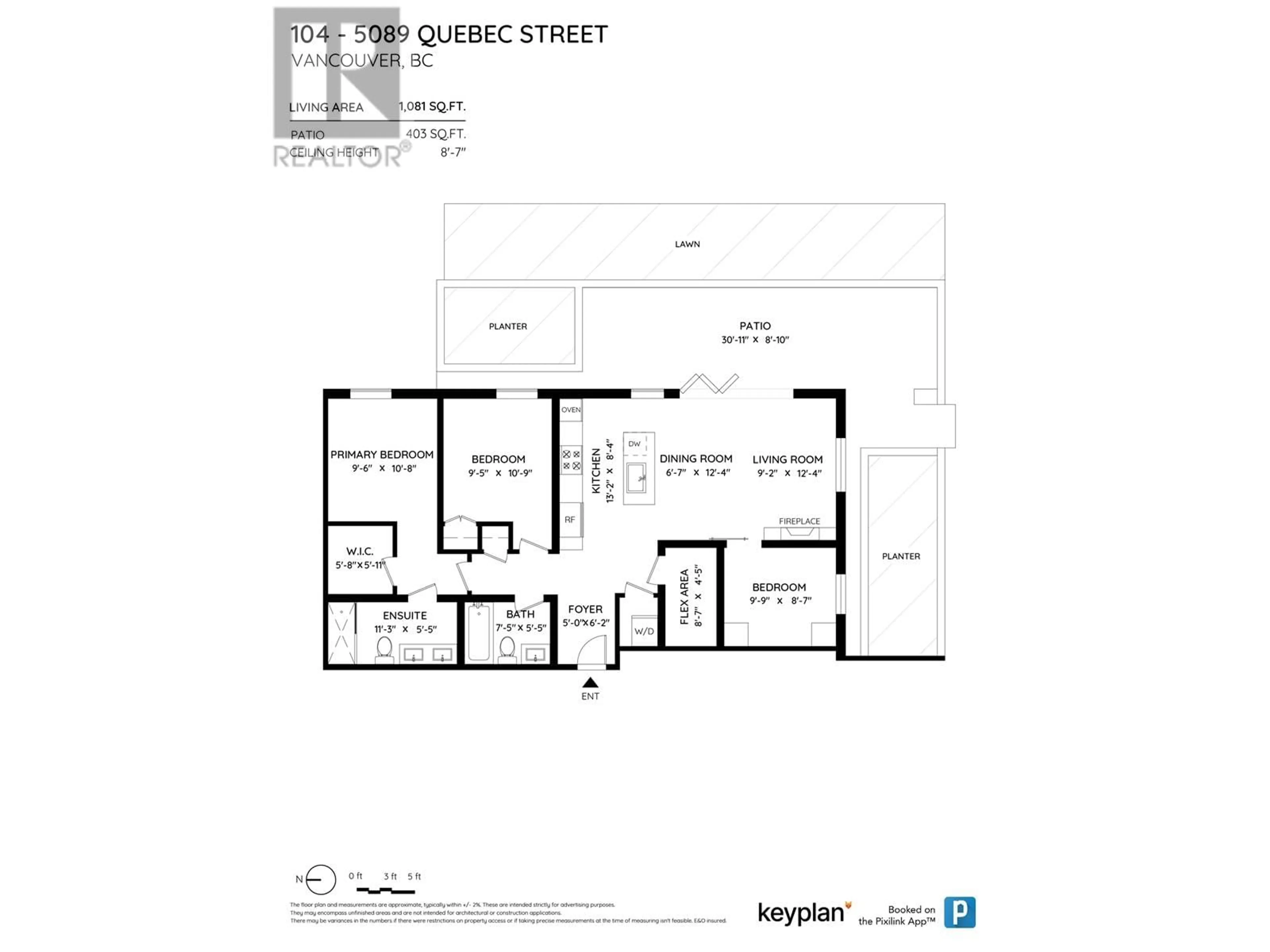 Floor plan for 104 5089 QUEBEC STREET, Vancouver British Columbia V5W0E5