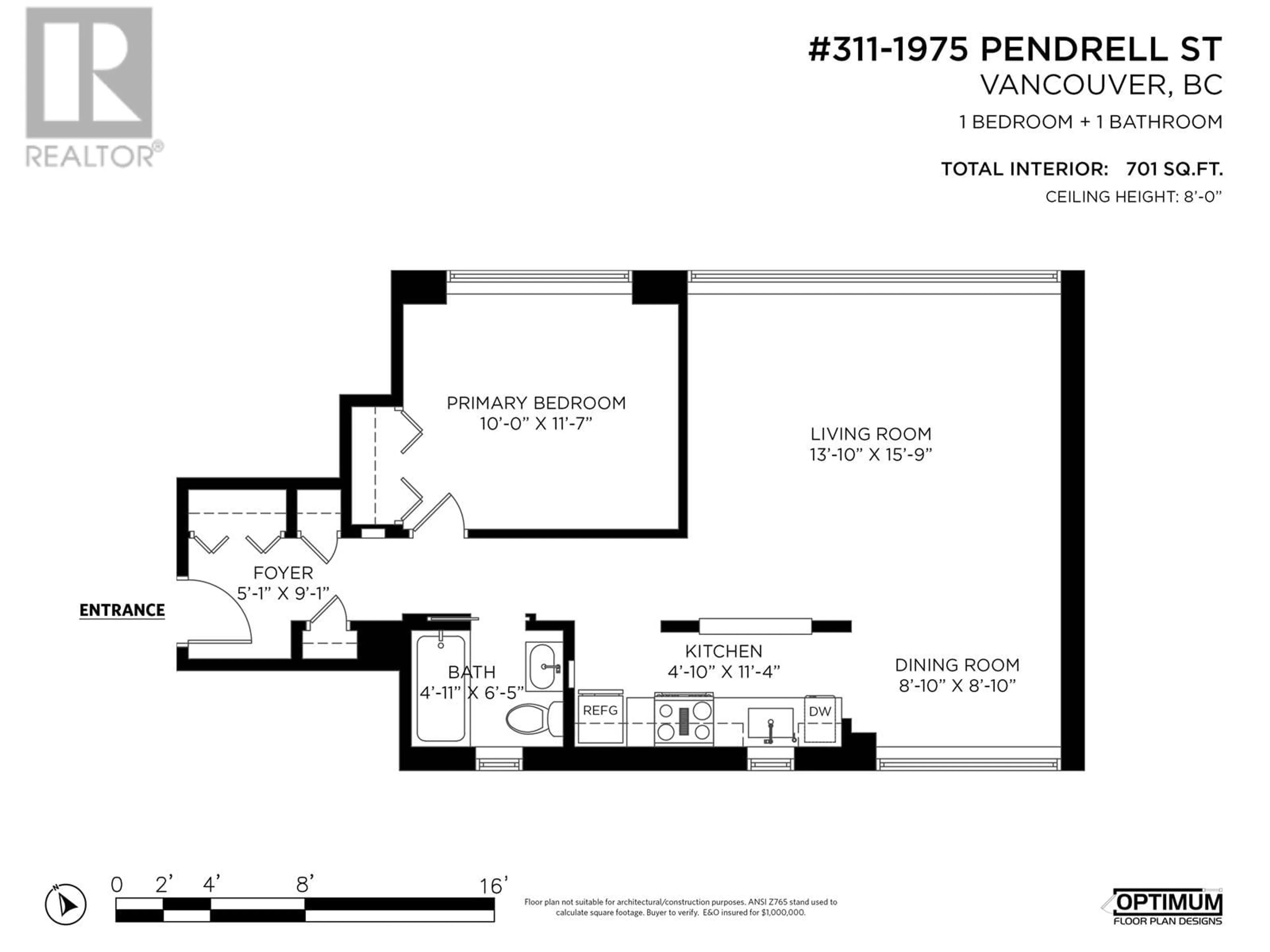 Floor plan for 311 1975 PENDRELL STREET, Vancouver British Columbia V6G1T6