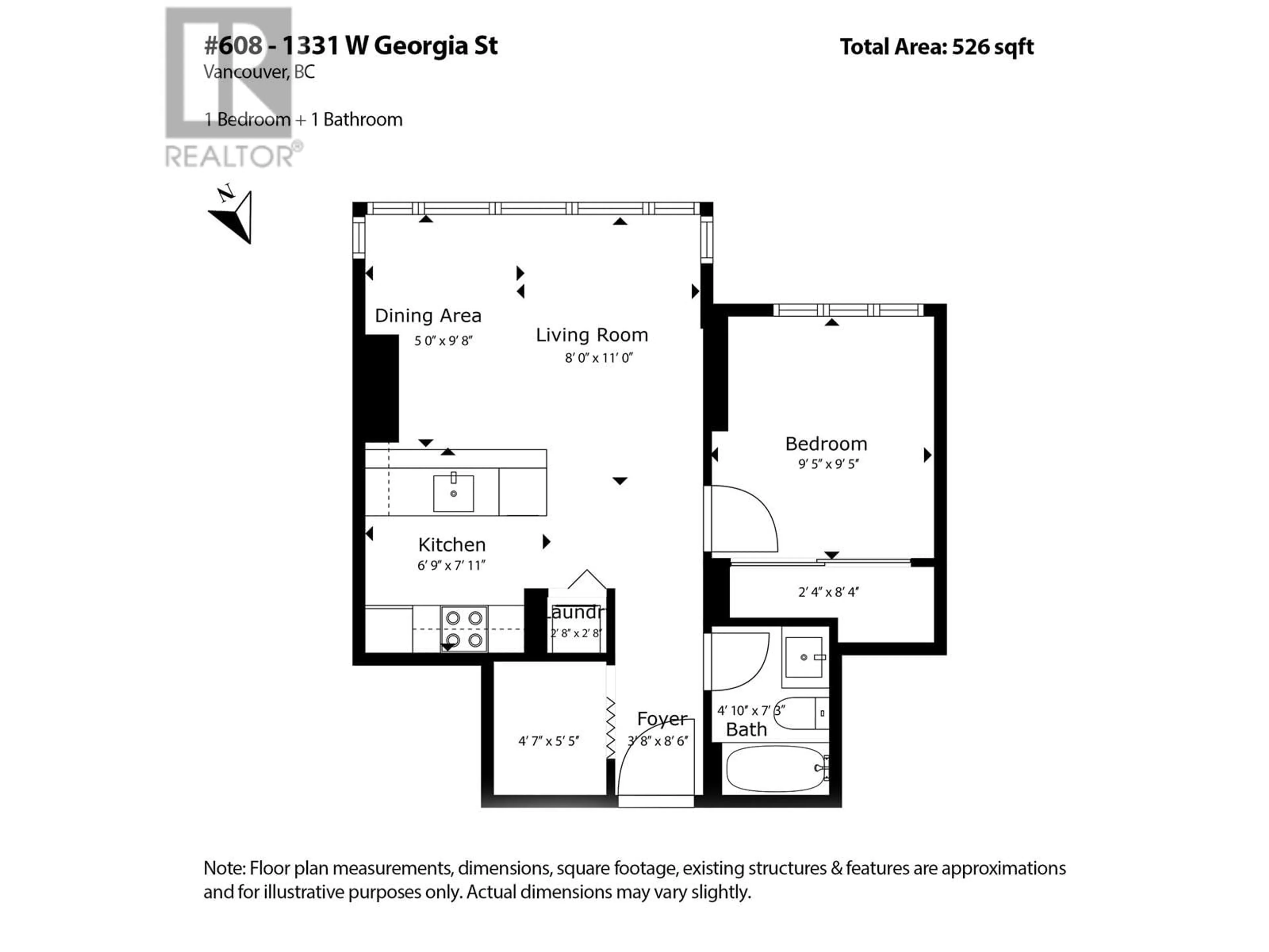 Floor plan for 608 1331 W GEORGIA STREET, Vancouver British Columbia V6E4P1