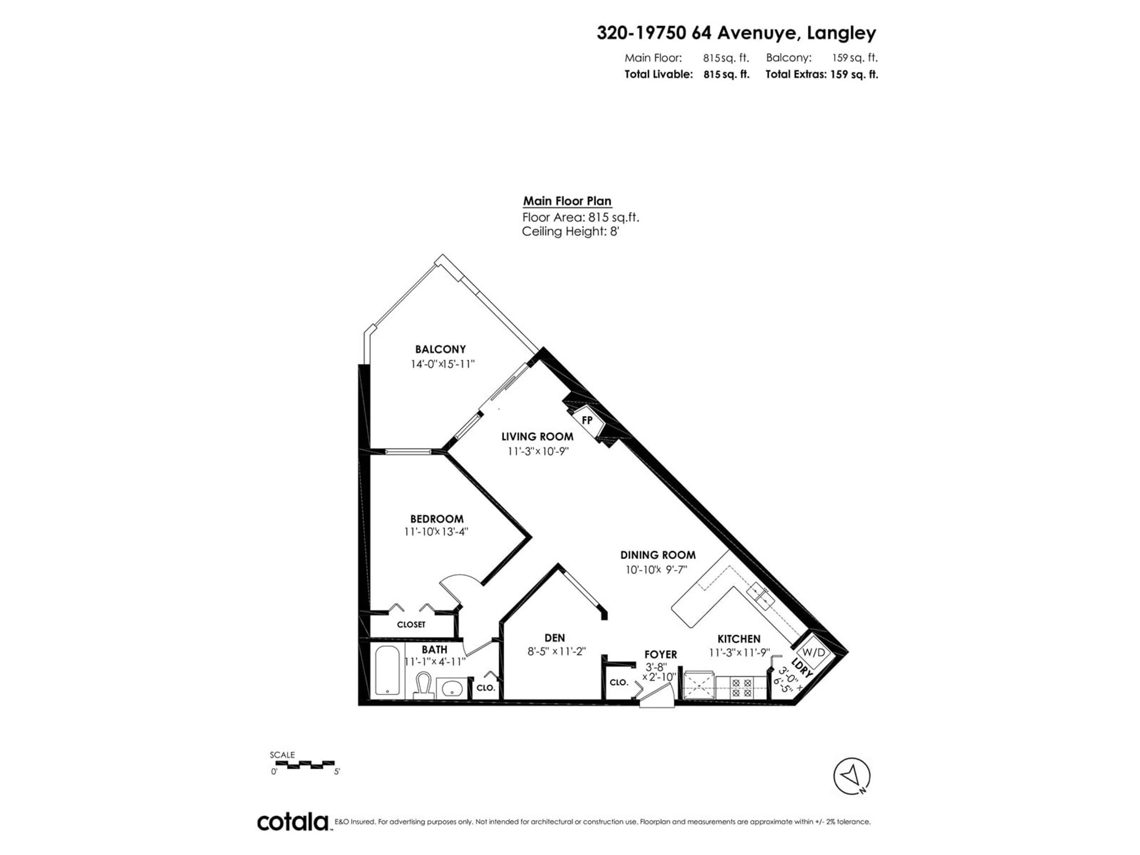 Floor plan for 320 19750 64 AVENUE, Langley British Columbia V2Y2T1