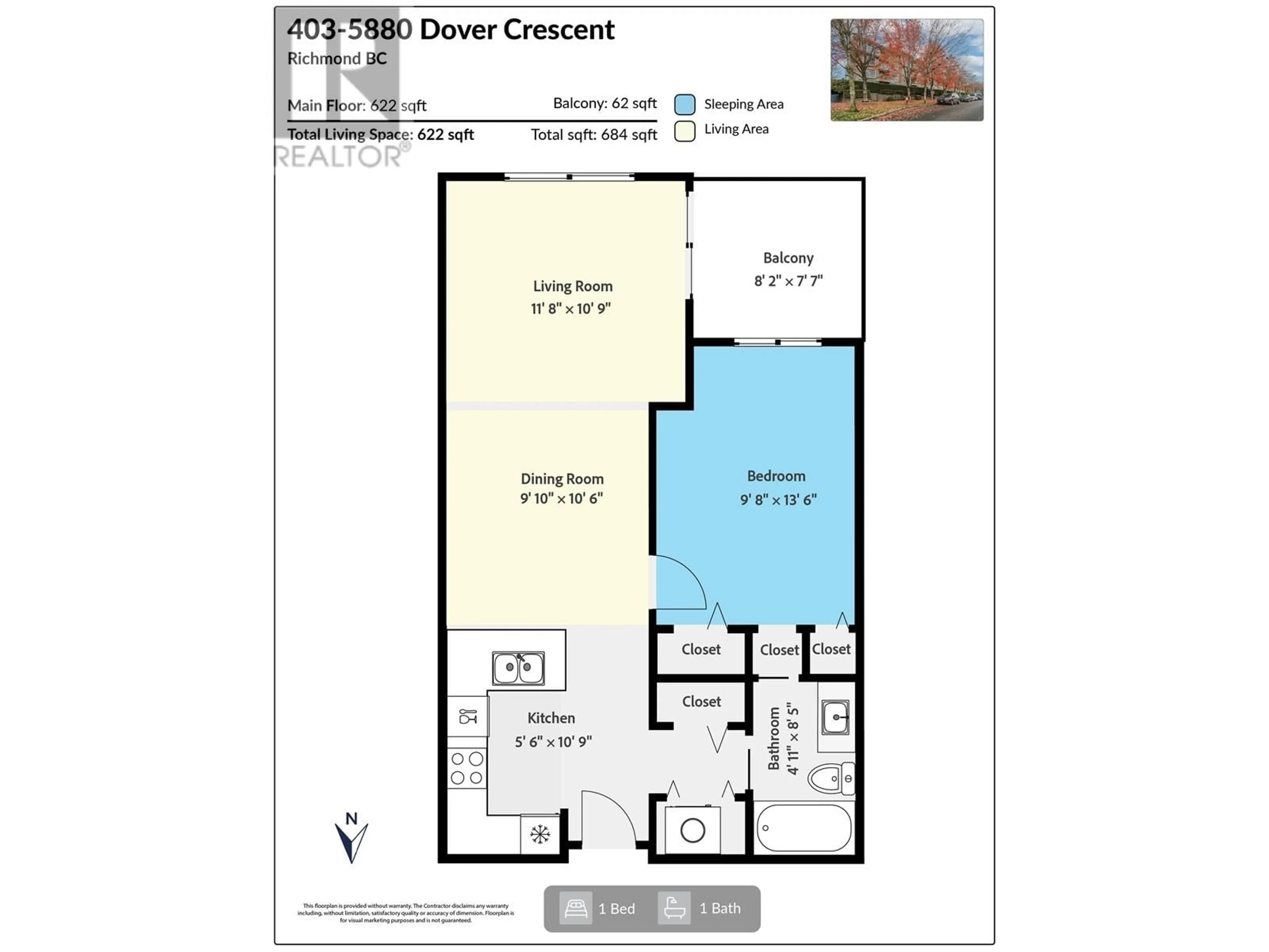 Floor plan for 403 5880 DOVER CRESCENT, Richmond British Columbia V7C5P5