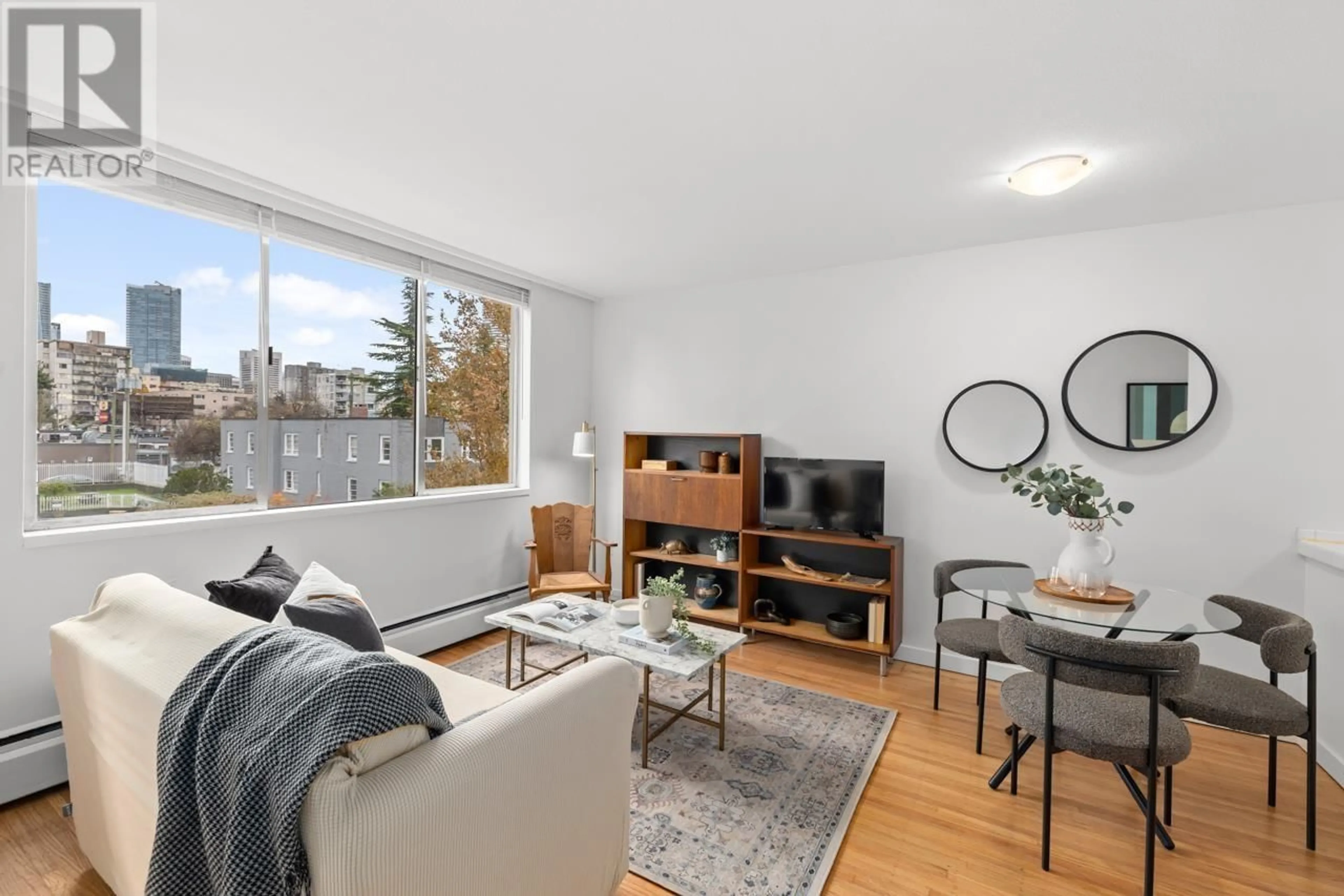 Living room, wood floors for 405 1250 BURNABY STREET, Vancouver British Columbia V6E1P6