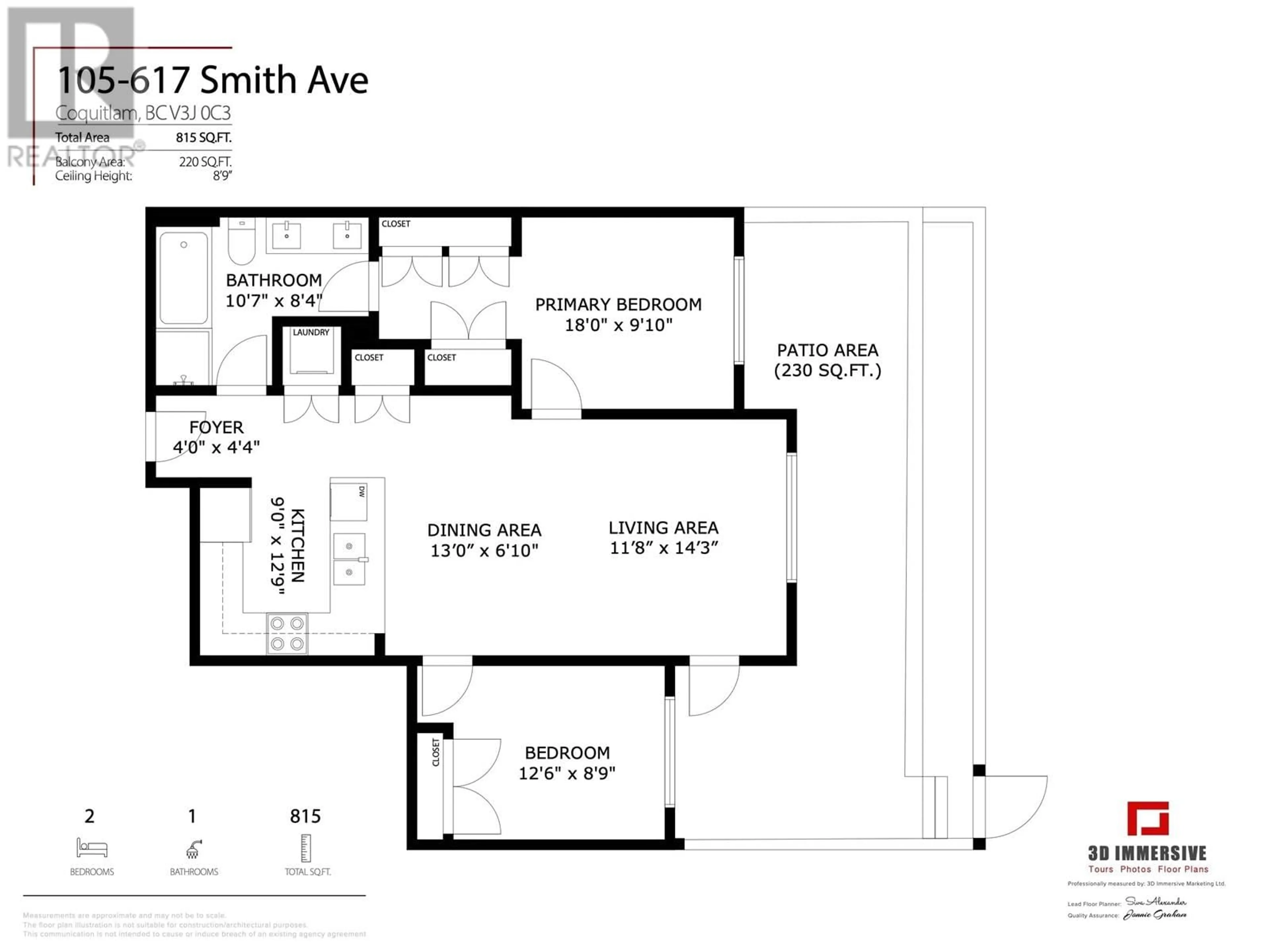 Floor plan for 105 617 SMITH AVENUE, Coquitlam British Columbia V3J0C3