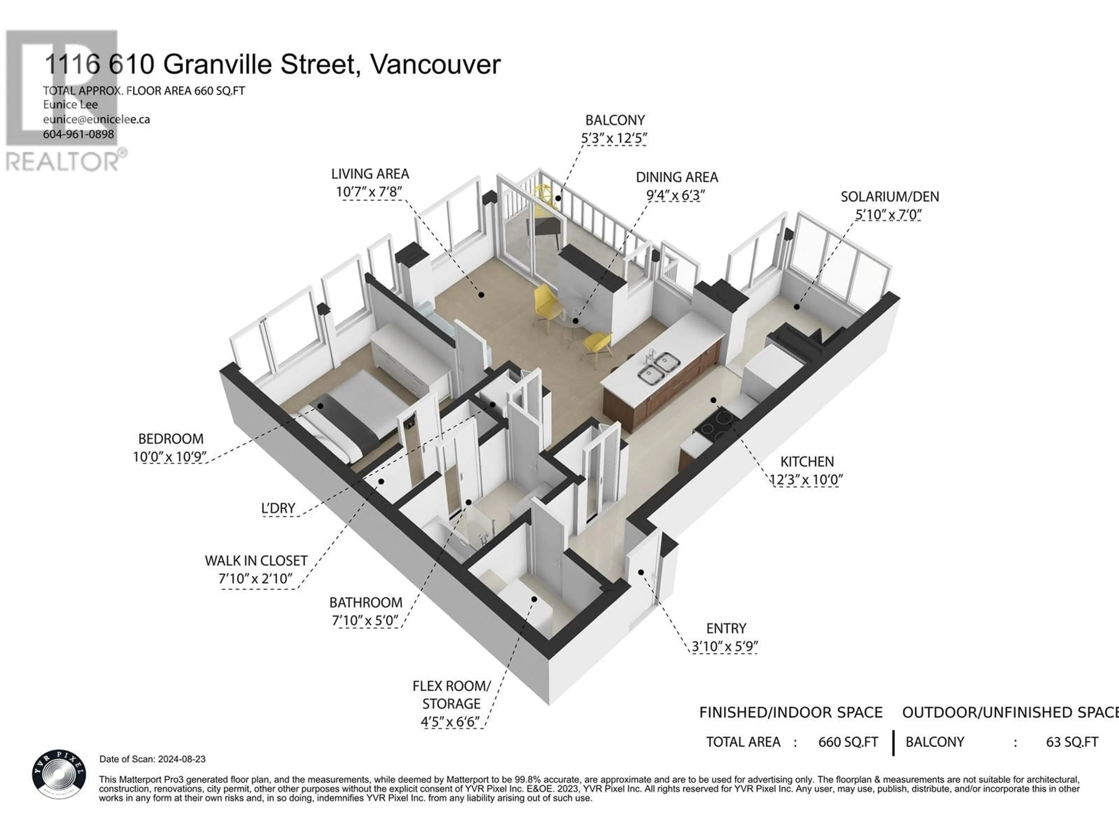 Floor plan for 1116 610 GRANVILLE STREET, Vancouver British Columbia V6C3T3