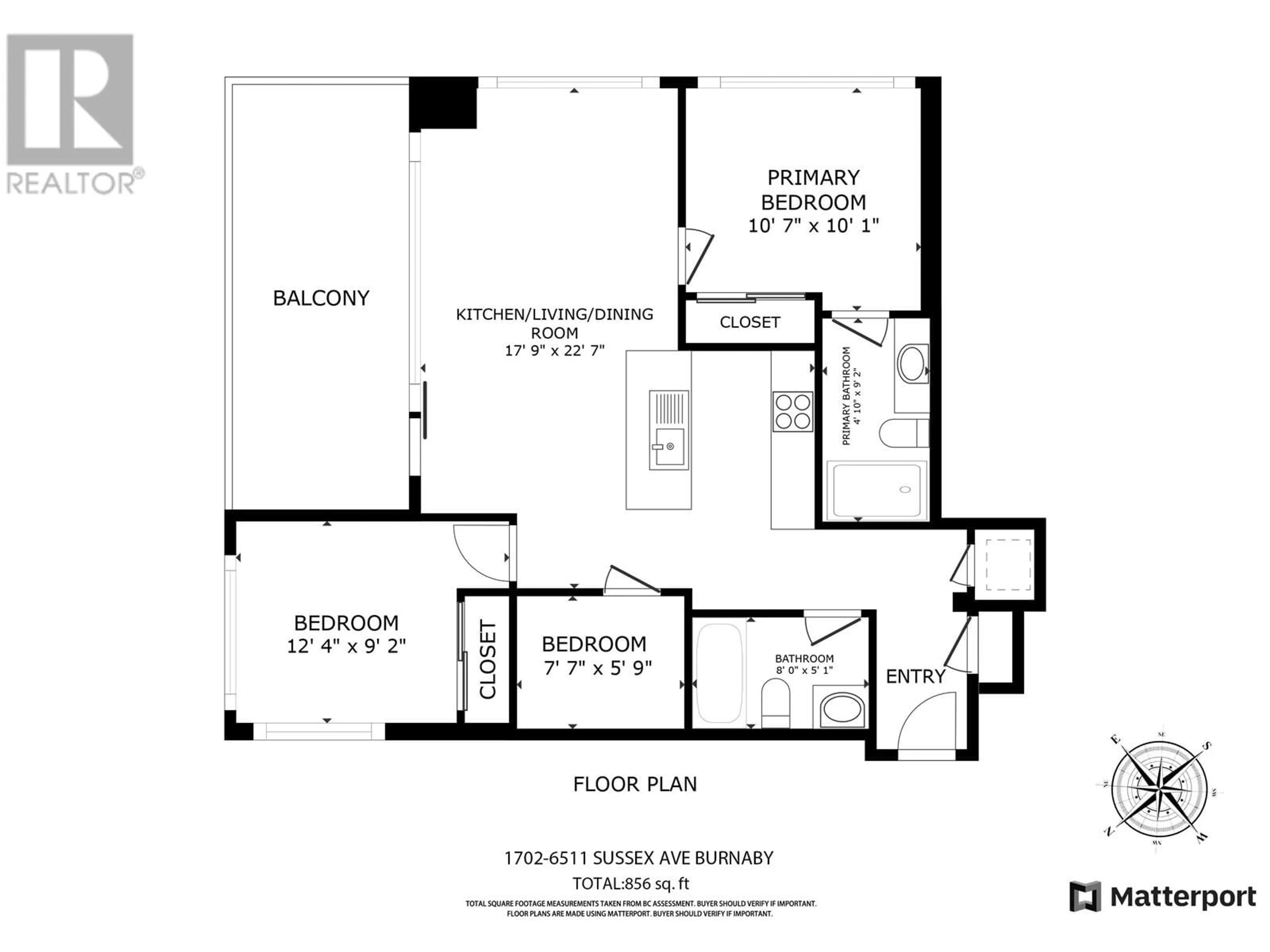 Floor plan for 1702 6511 SUSSEX AVENUE, Burnaby British Columbia V5H0K5