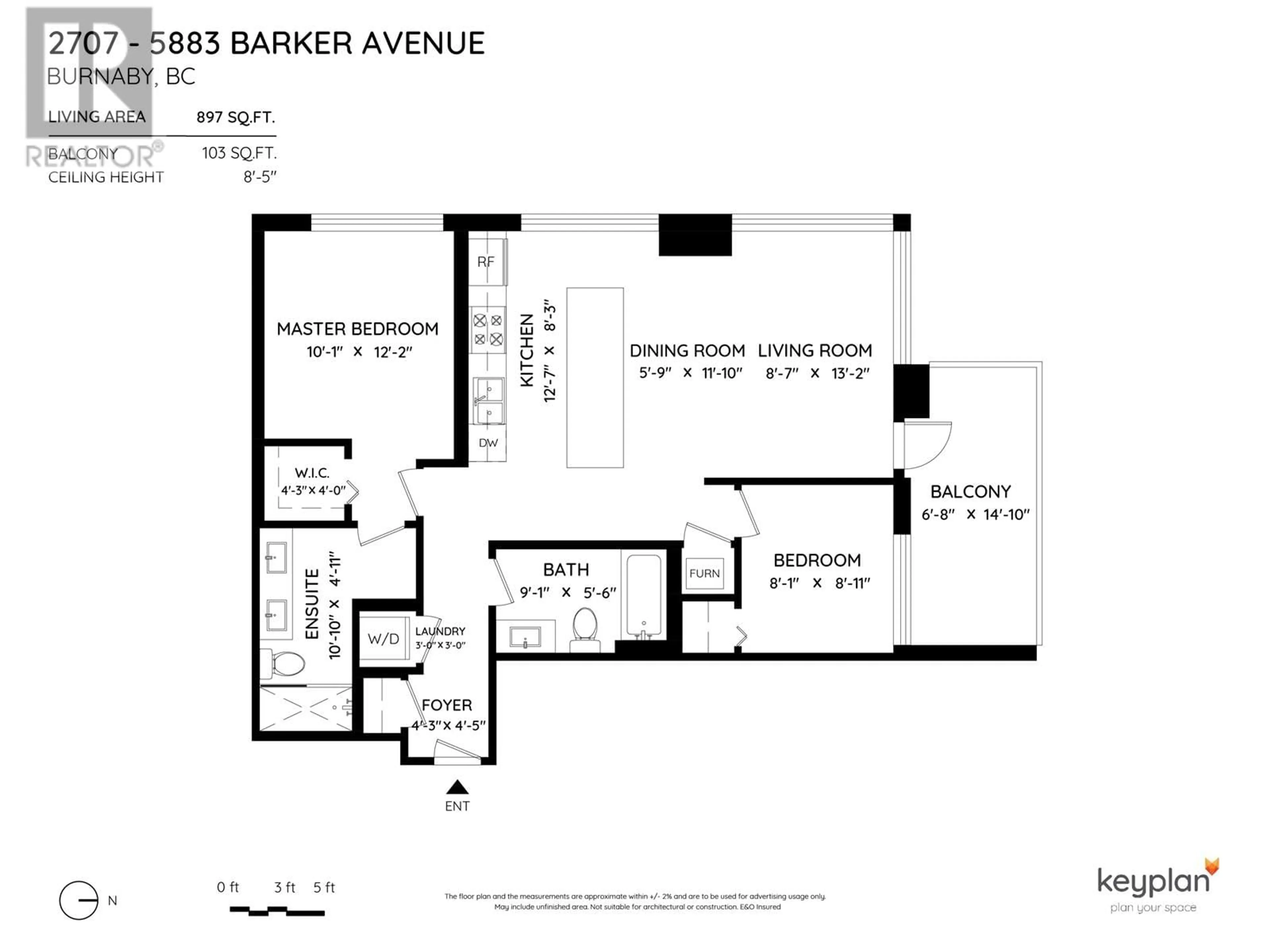 Floor plan for 2707 5883 BARKER AVENUE, Burnaby British Columbia V5H0G4