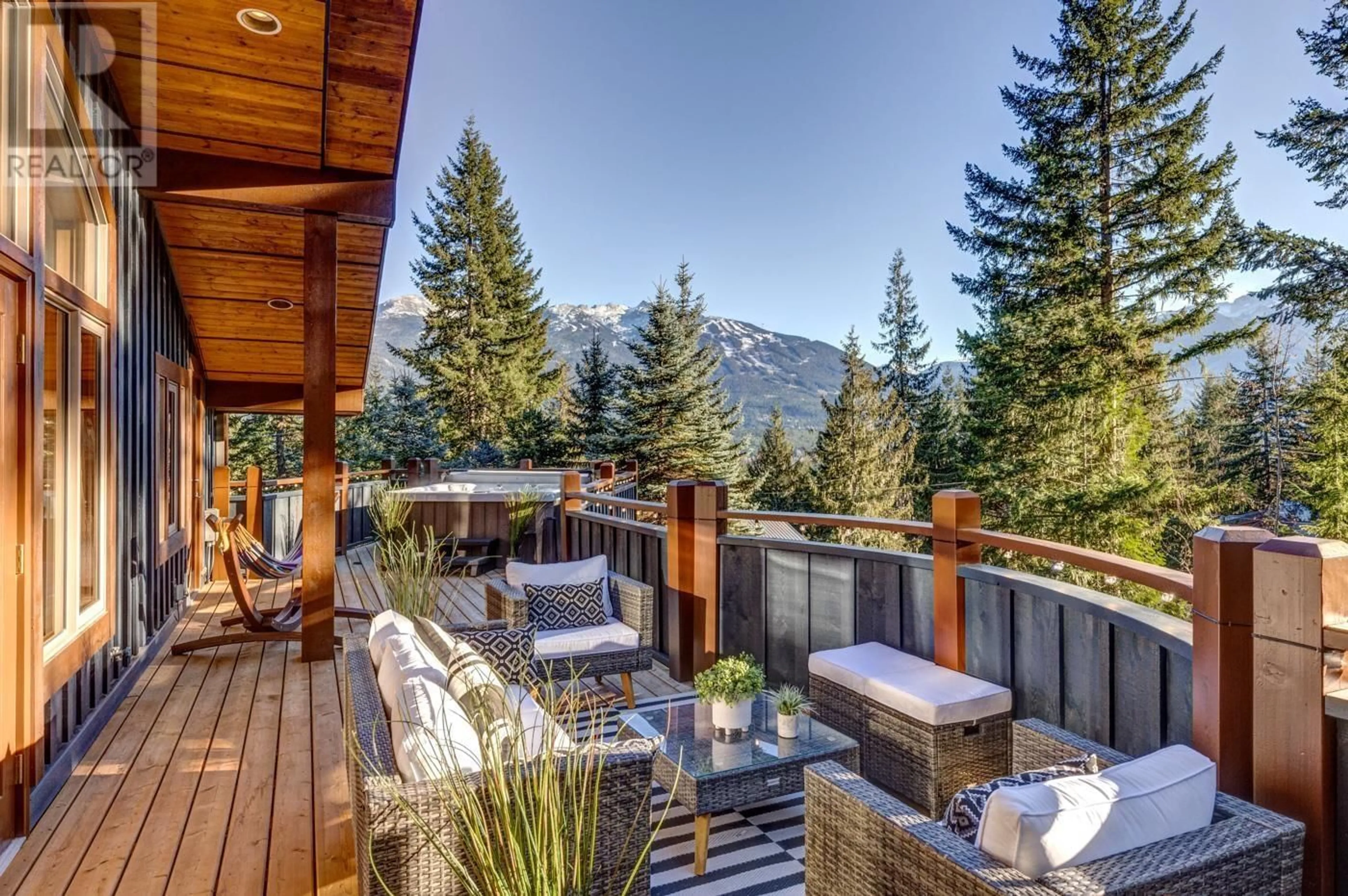 Patio, the fenced backyard for 8348 MOUNTAIN VIEW DRIVE, Whistler British Columbia V8E0G3