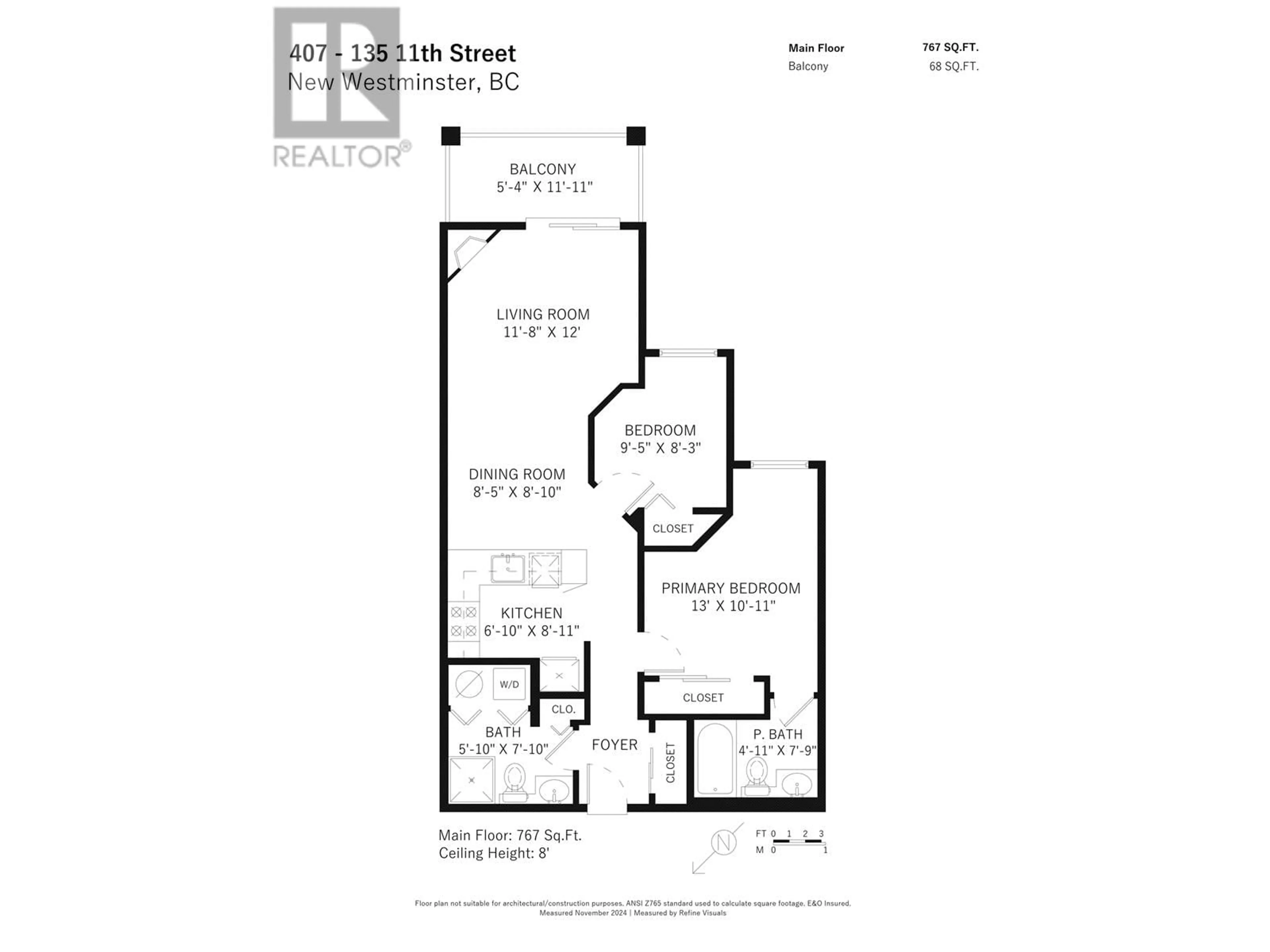 Floor plan for 407 135 ELEVENTH STREET, New Westminster British Columbia V3M4C7